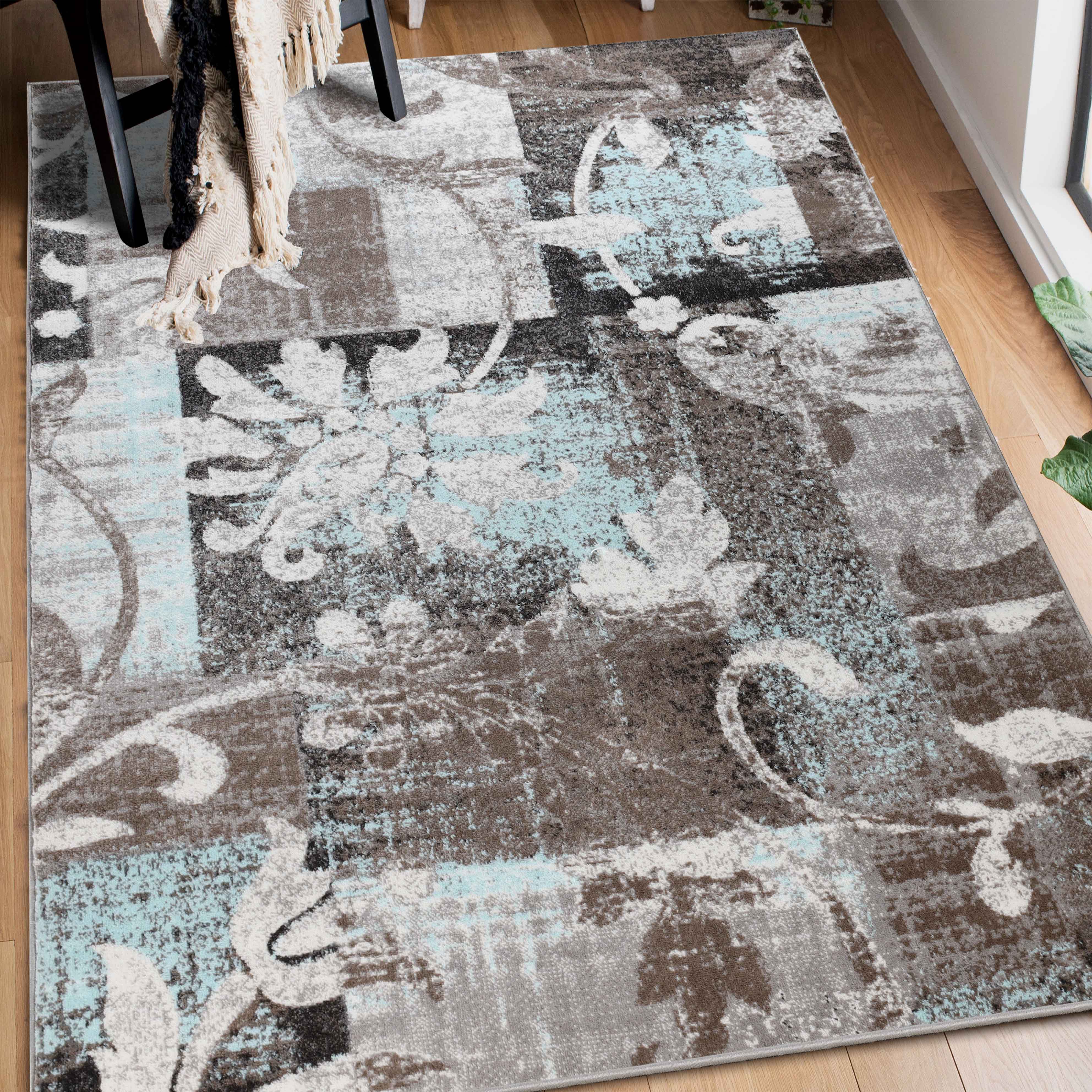 Pastiche Contemporary Floral Patchwork Indoor Area Rug or Runner Rug - Omnigoodsstore