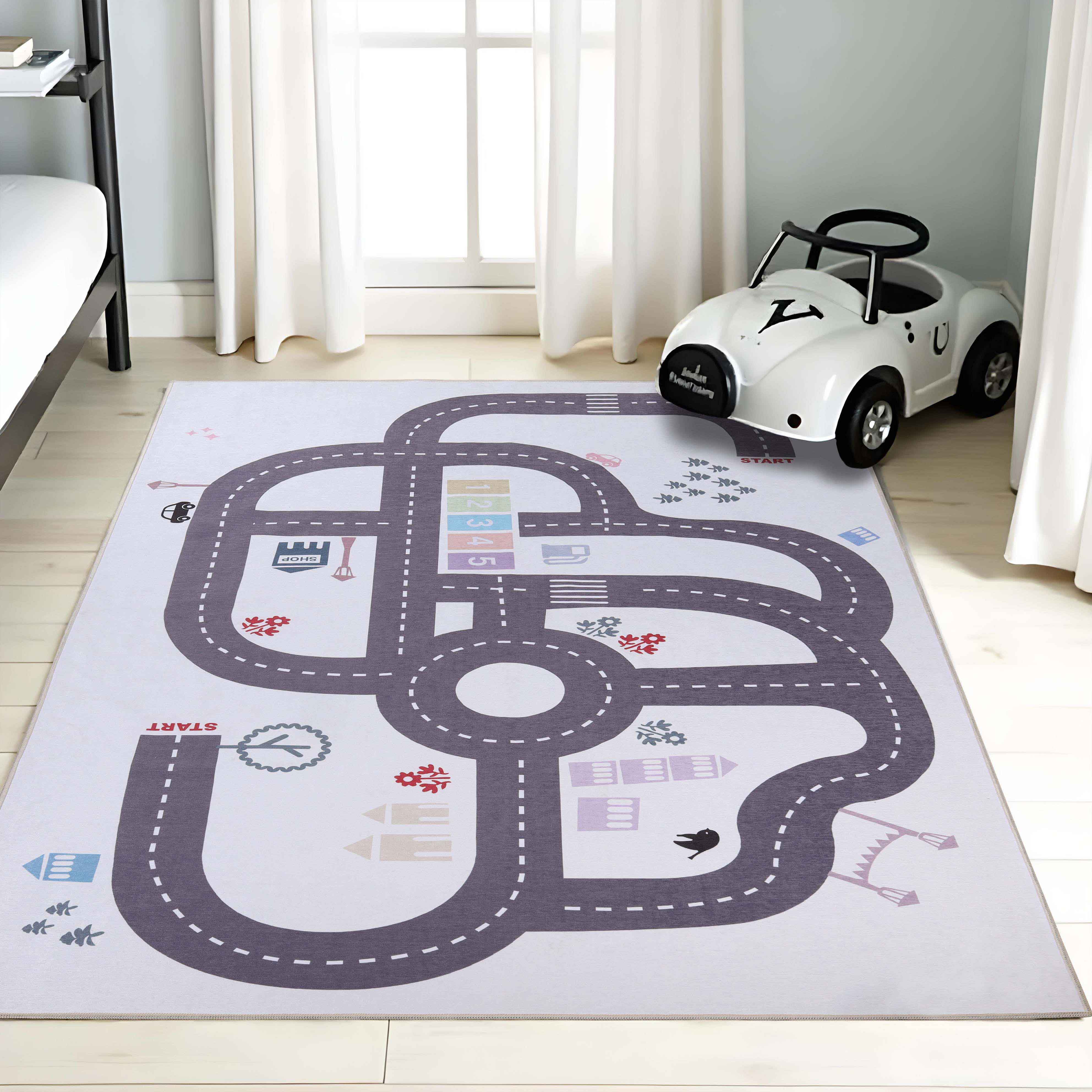Path Non-Slip Kids Playroom Nursery Washable Indoor Area Rug - Omnigoodsstore