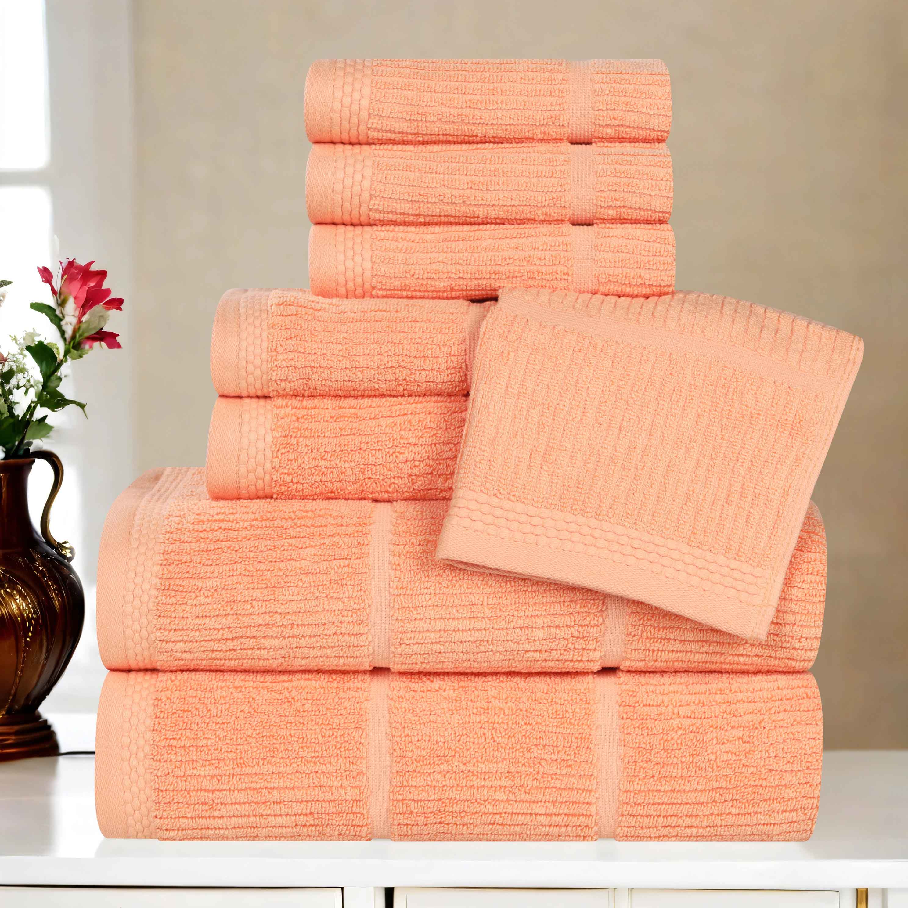 Milo Smart Twist Cotton Solid Ribbed Design 8 Piece Towel Set - Omnigoodsstore
