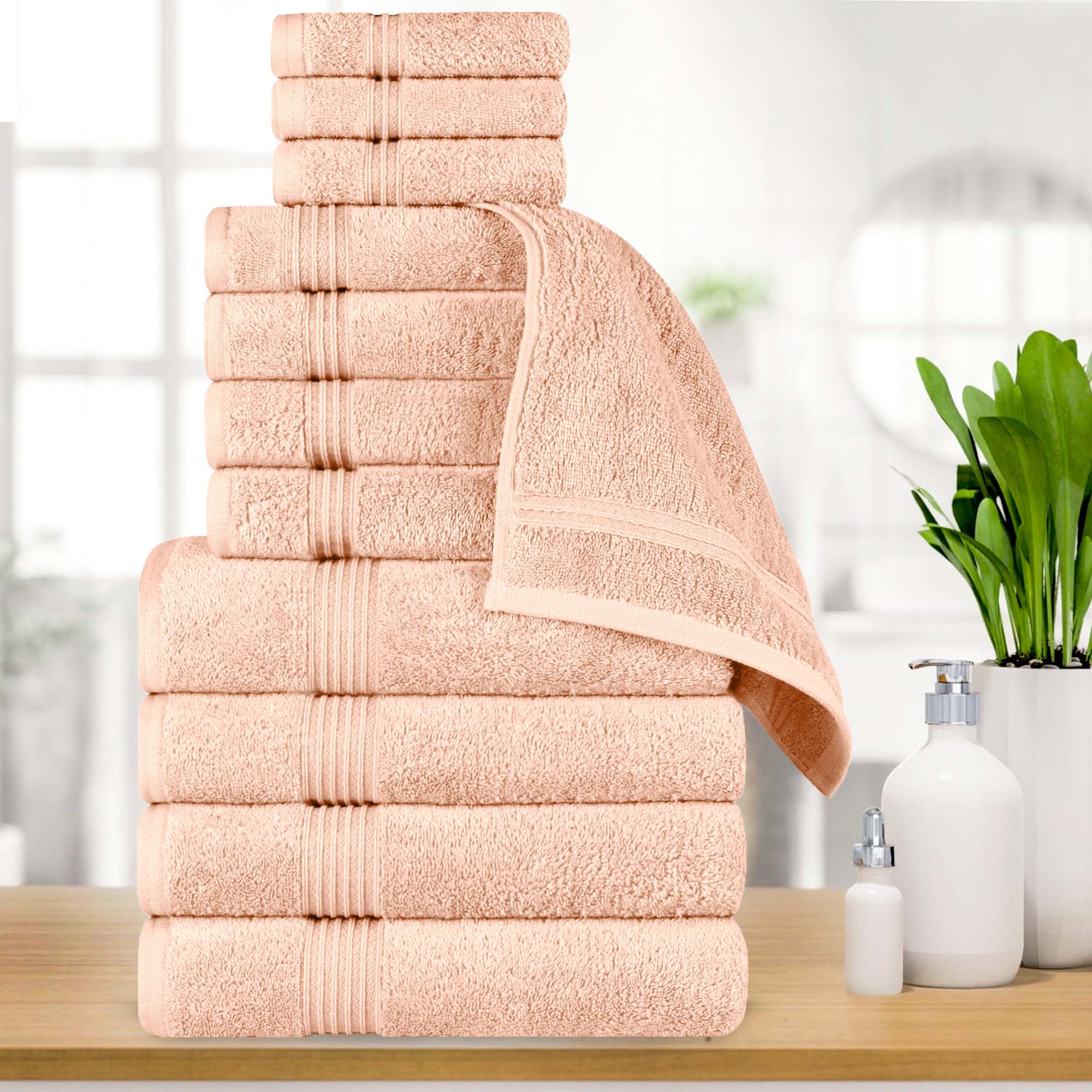 Egyptian Cotton Highly Absorbent Solid 12-Piece Ultra Soft Towel Set - Omnigoodsstore