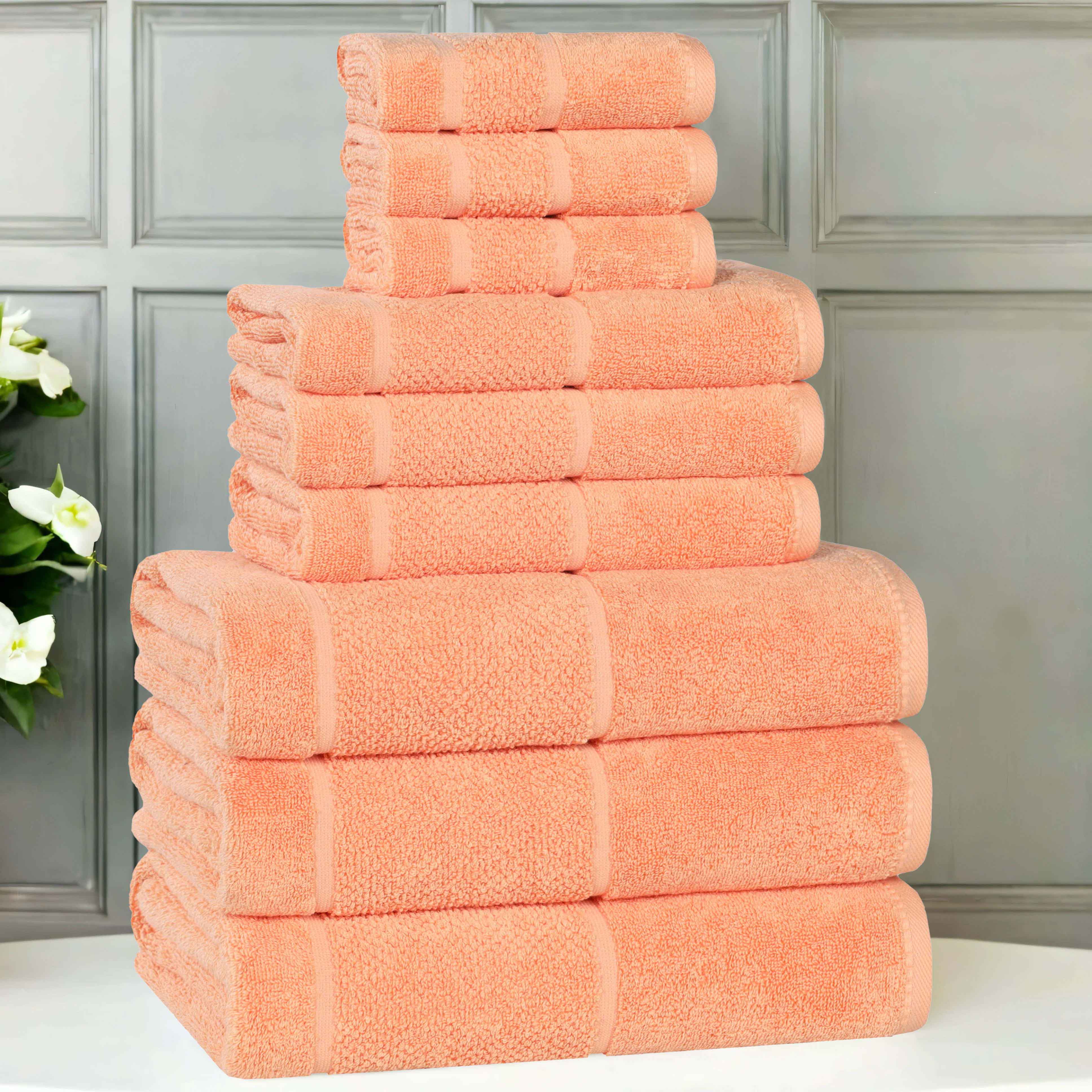 Mile Smart Twist Cotton Solid Broad Border 9 Piece Towel Set - Omnigoodsstore