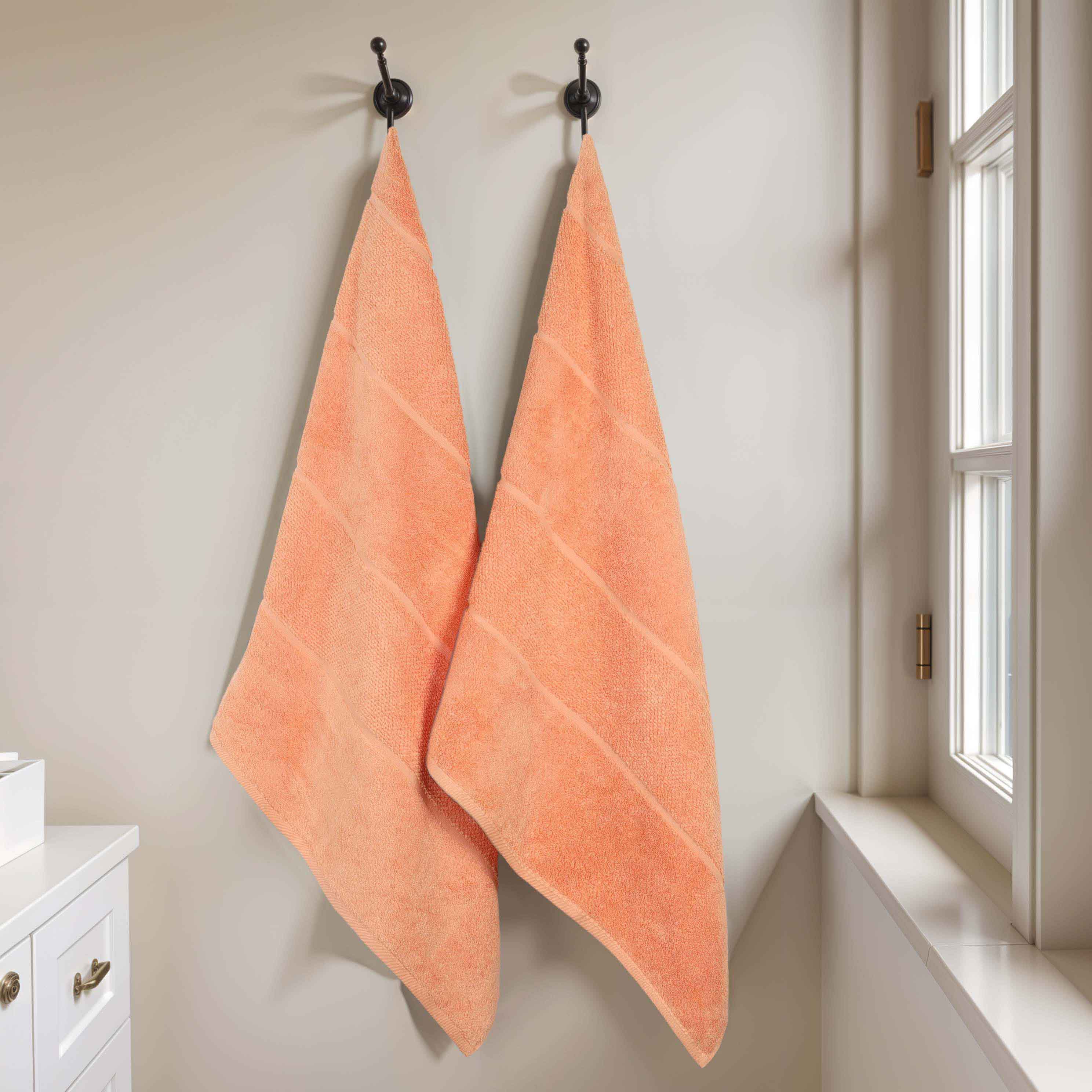 Mile Smart Twist Cotton Solid Broad Border Bath Sheets, Set of 2 - Omnigoodsstore