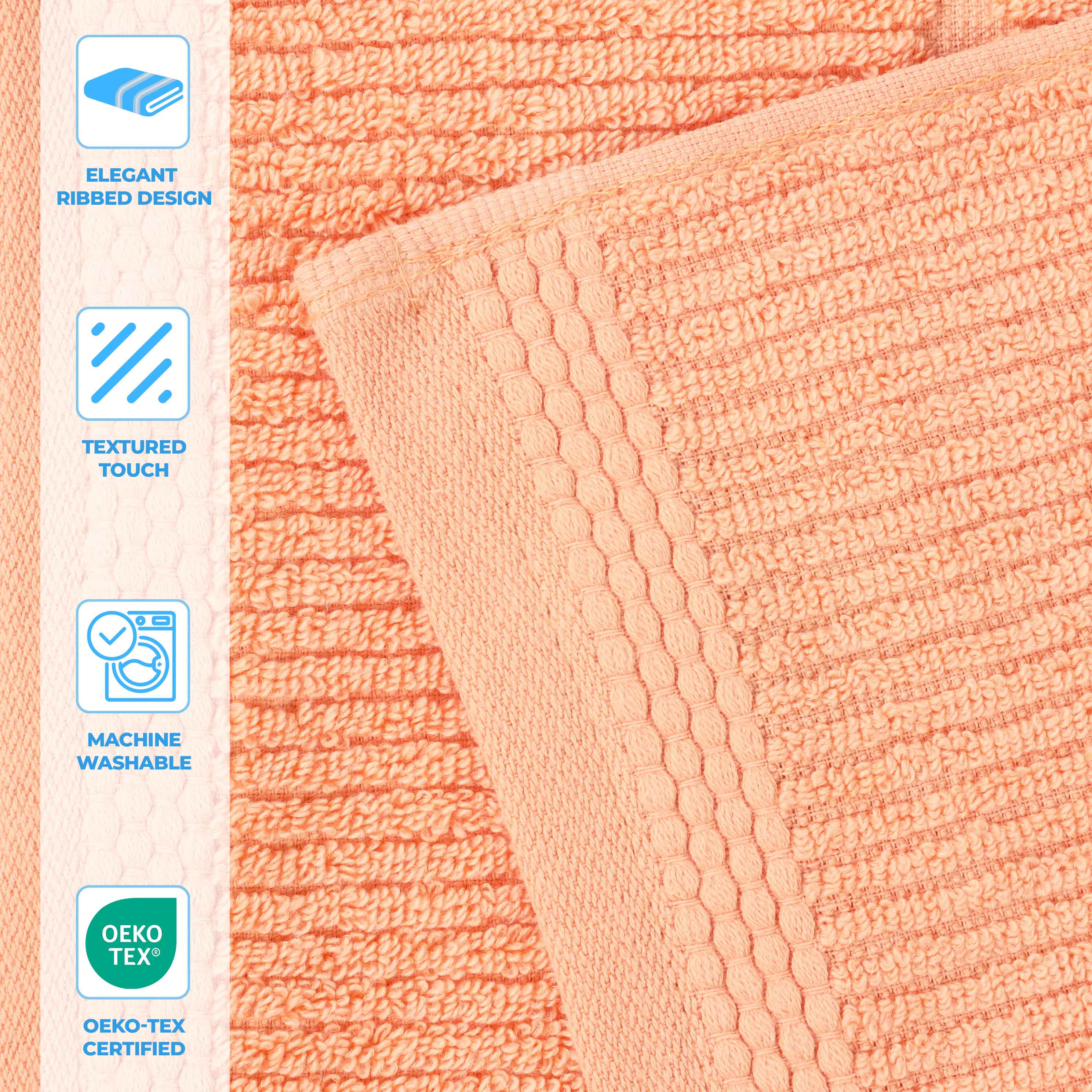 Milo Smart Twist Cotton Solid Ribbed Design 8 Piece Towel Set - Omnigoodsstore