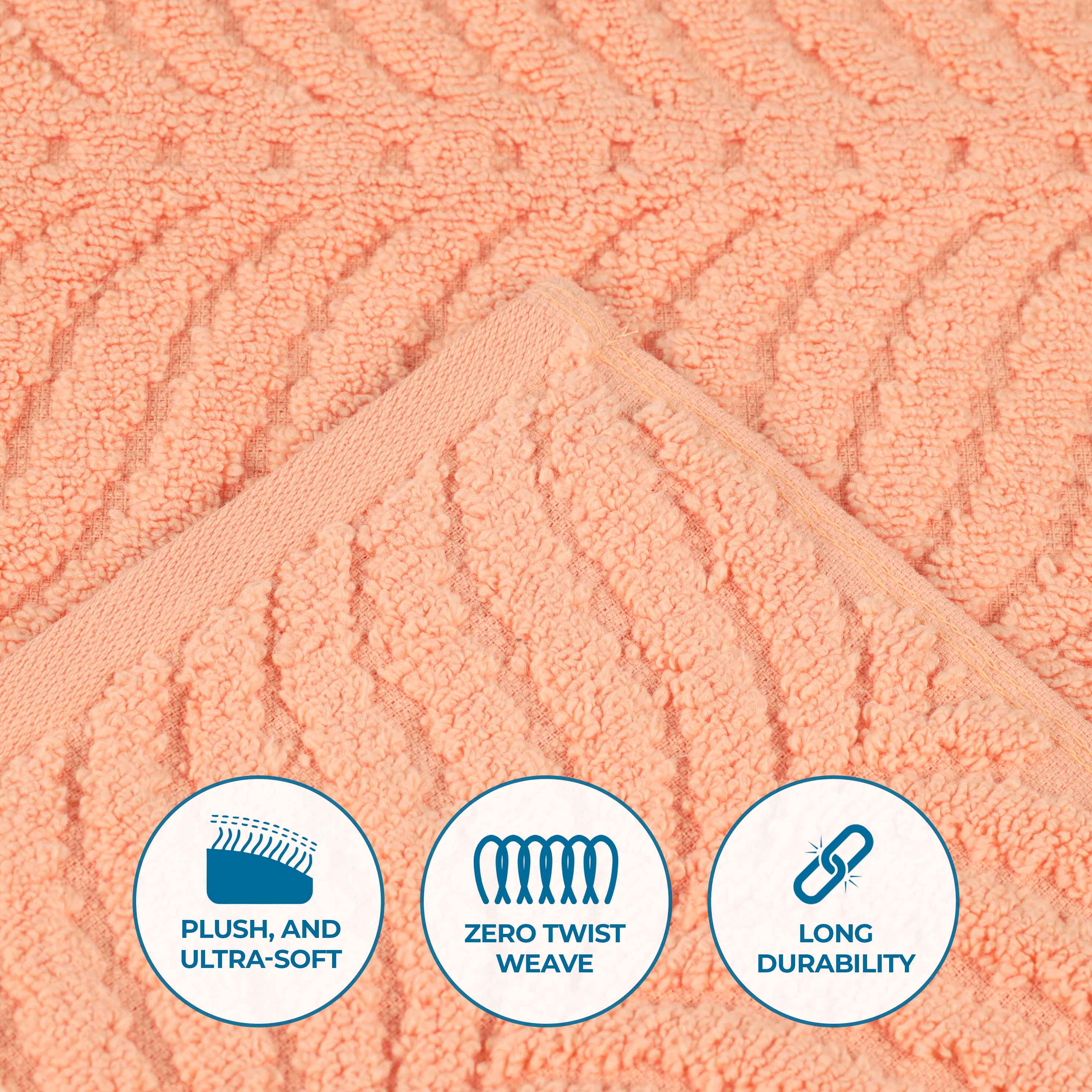 Zero Twist Cotton Solid & Jacquard Elegant Chevron Bath Towel Set of 4 - Omnigoodsstore