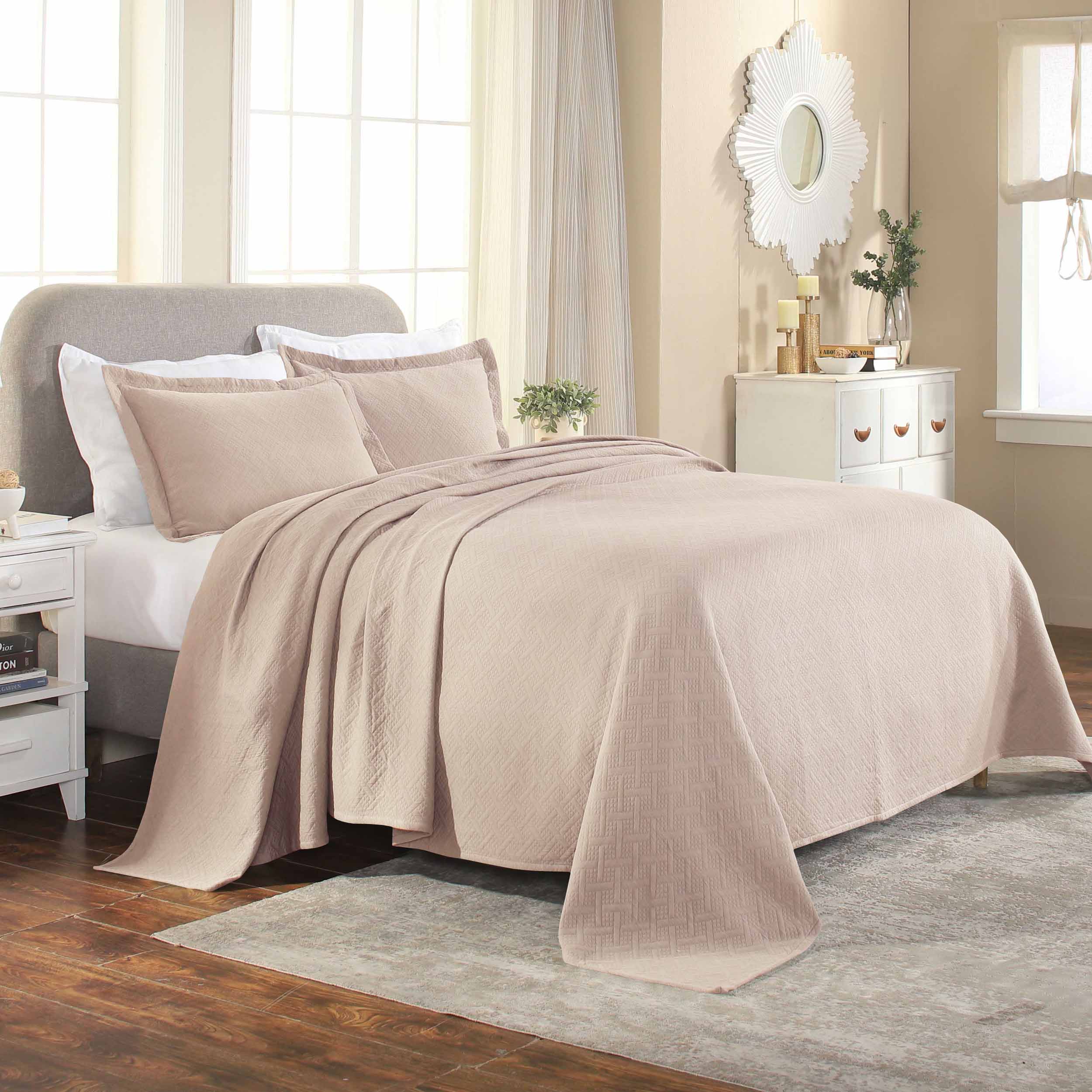 Basket Weave Matelasse Cotton Bedspread Set - Omnigoodsstore