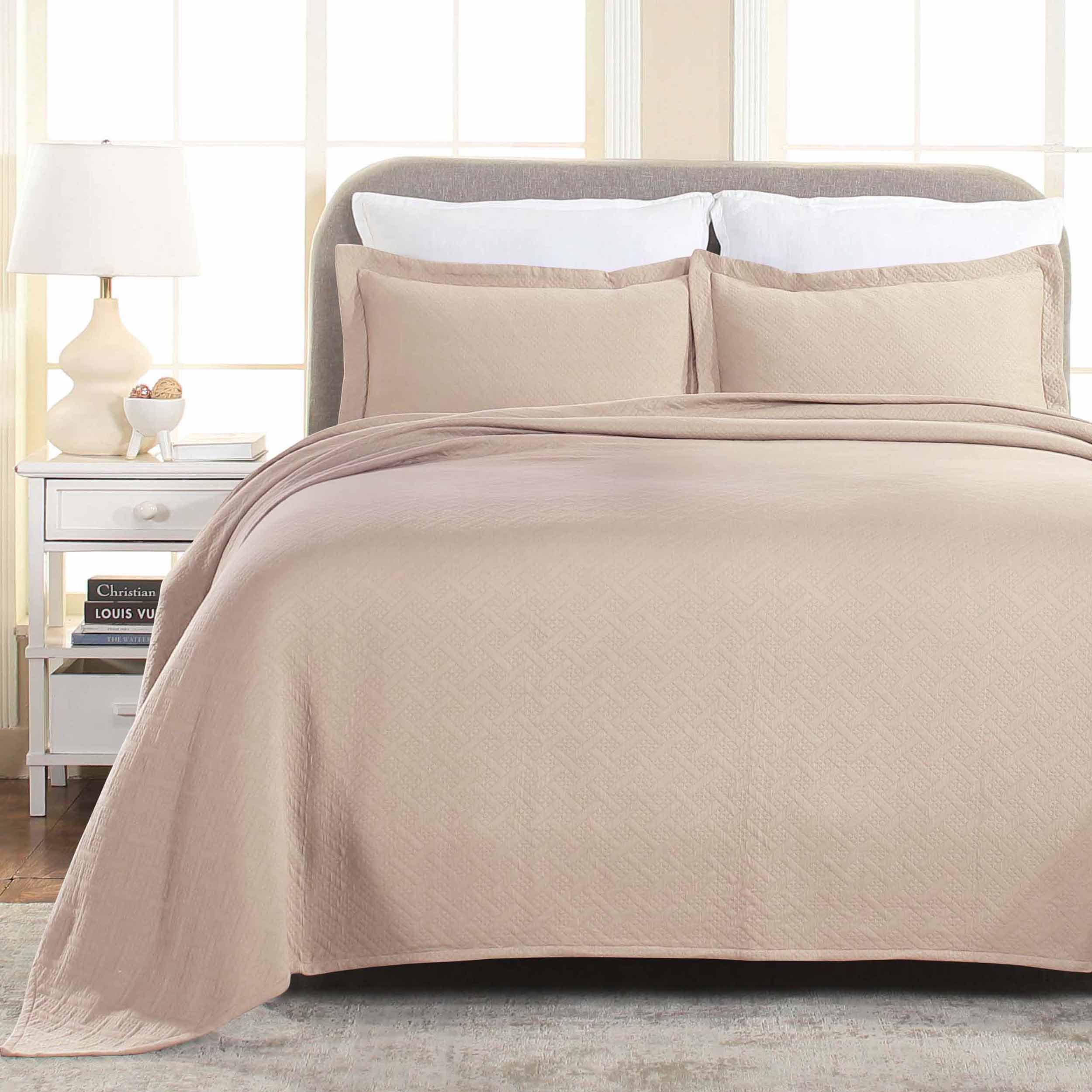 Basket Weave Matelasse Cotton Bedspread Set - Omnigoodsstore