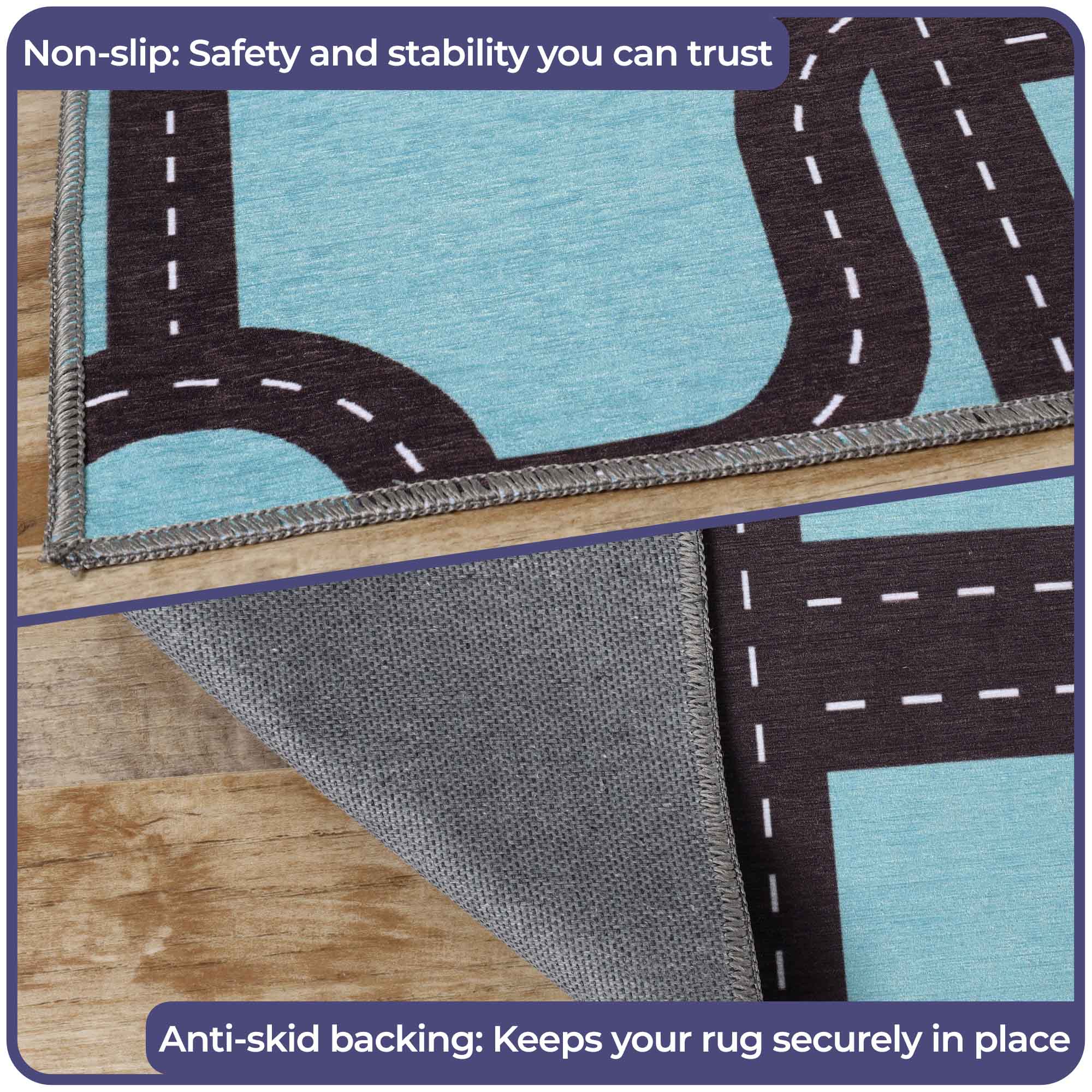 Country Road Non-Slip Kids Playroom Nursery Washable Indoor Area Rug - Omnigoodsstore