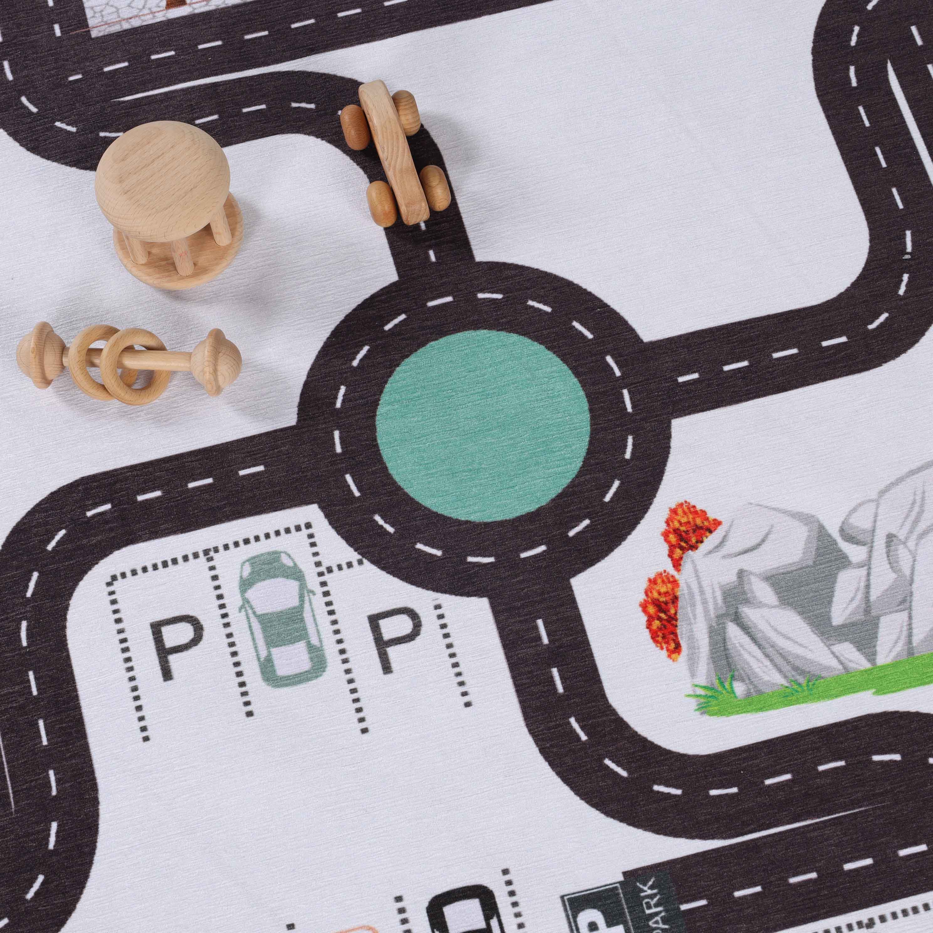 Country Road Non-Slip Kids Playroom Nursery Washable Indoor Area Rug - Omnigoodsstore