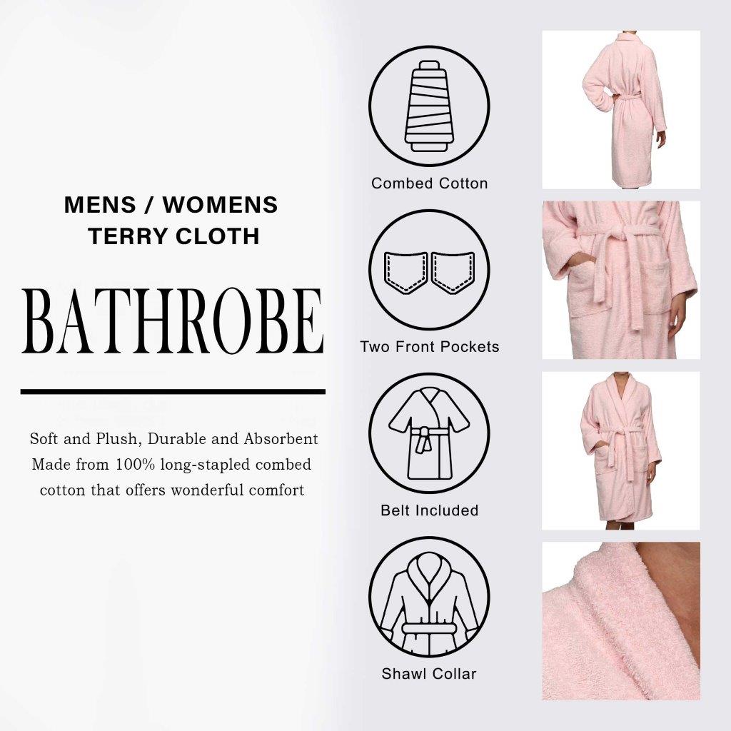 Cotton Ultra Soft Terry Adult Unisex Lightweight Luxury Bathrobe - Omnigoodsstore