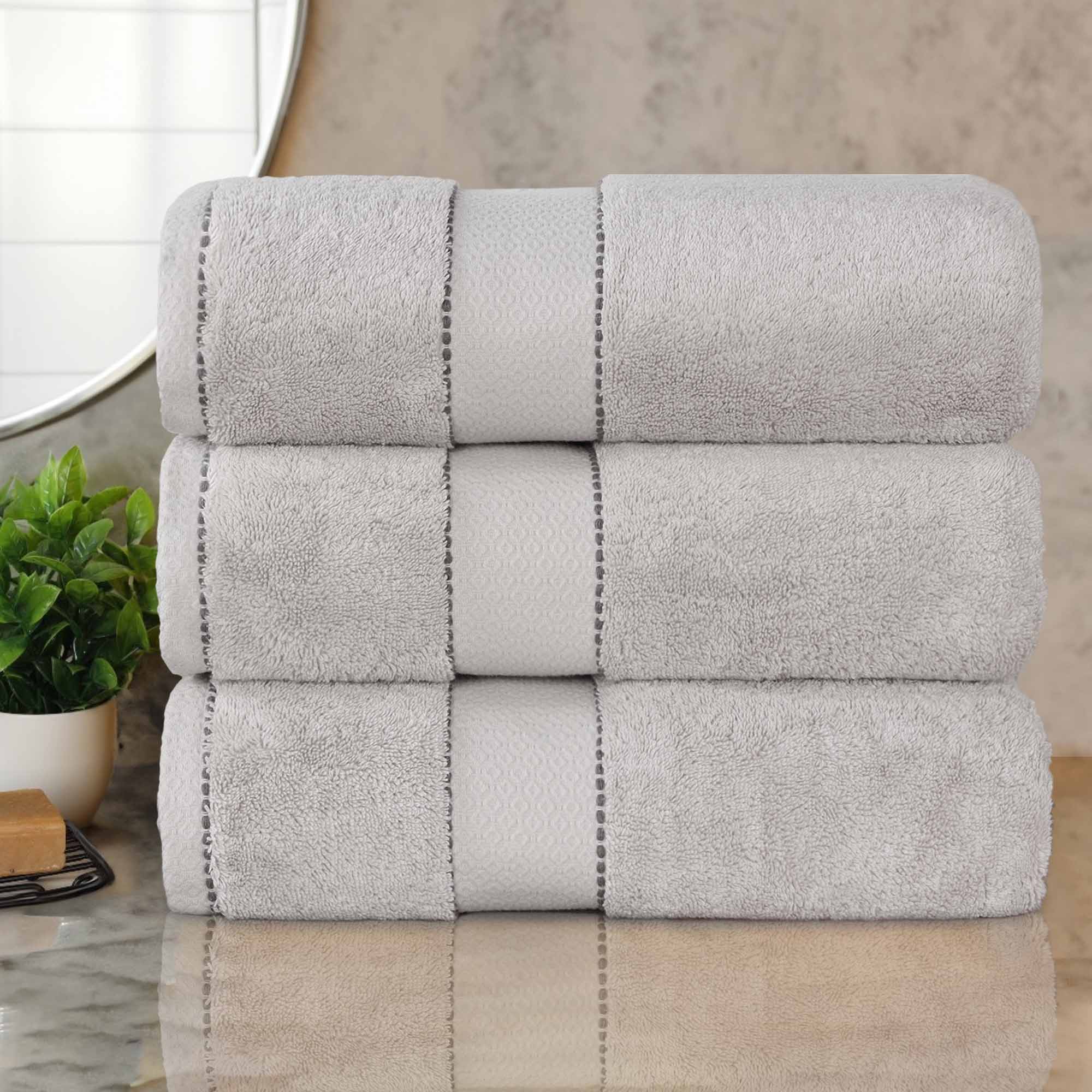 Niles Egypt Produced Giza Cotton Dobby Absorbent Bath Towel Set of 3 - Omnigoodsstore