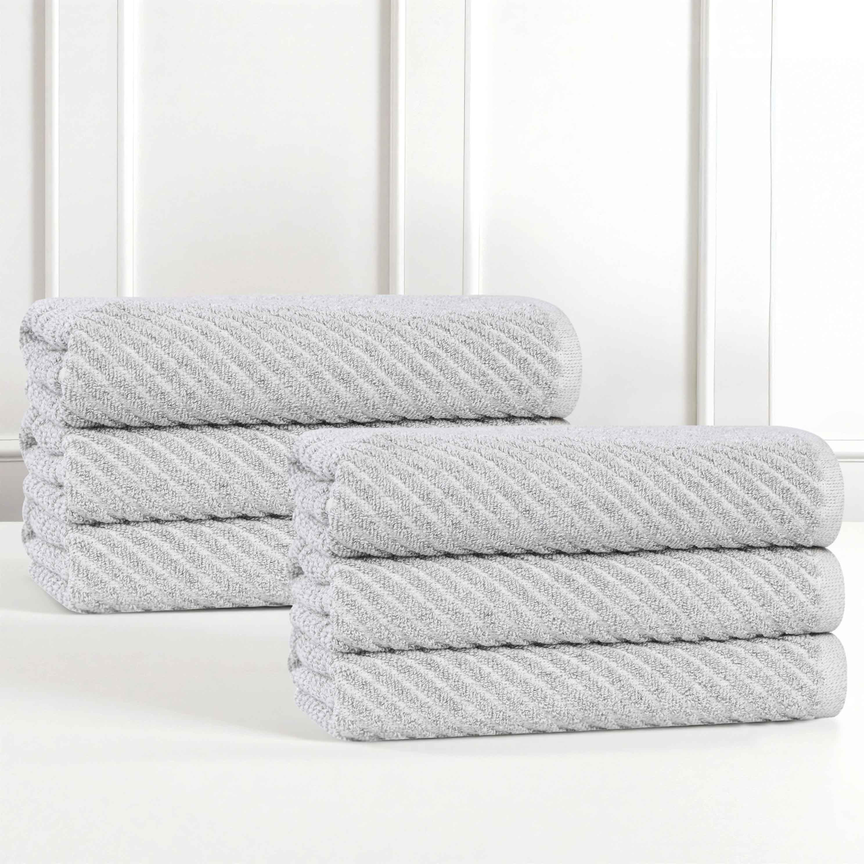 Amelia Cotton Blend Diagonal Stripes Hand Towels, Set of 6 - Omnigoodsstore