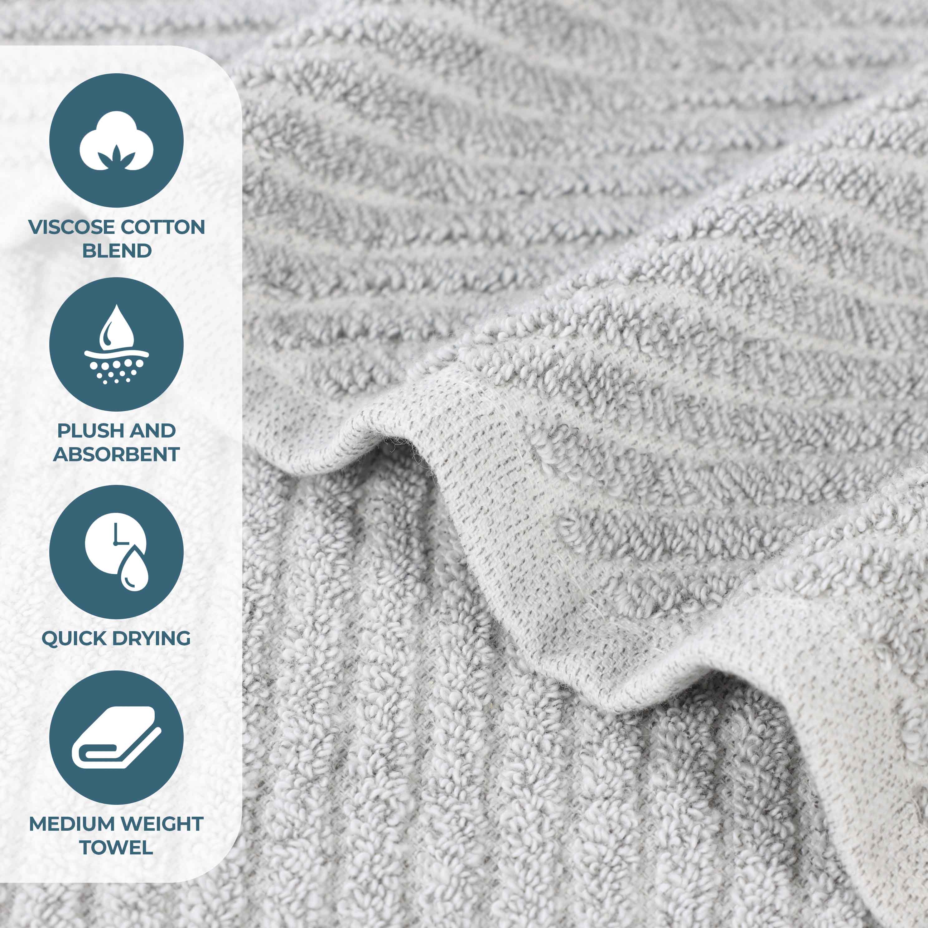 Amelia Cotton Blend Diagonal Stripes Hand Towels, Set of 6 - Omnigoodsstore