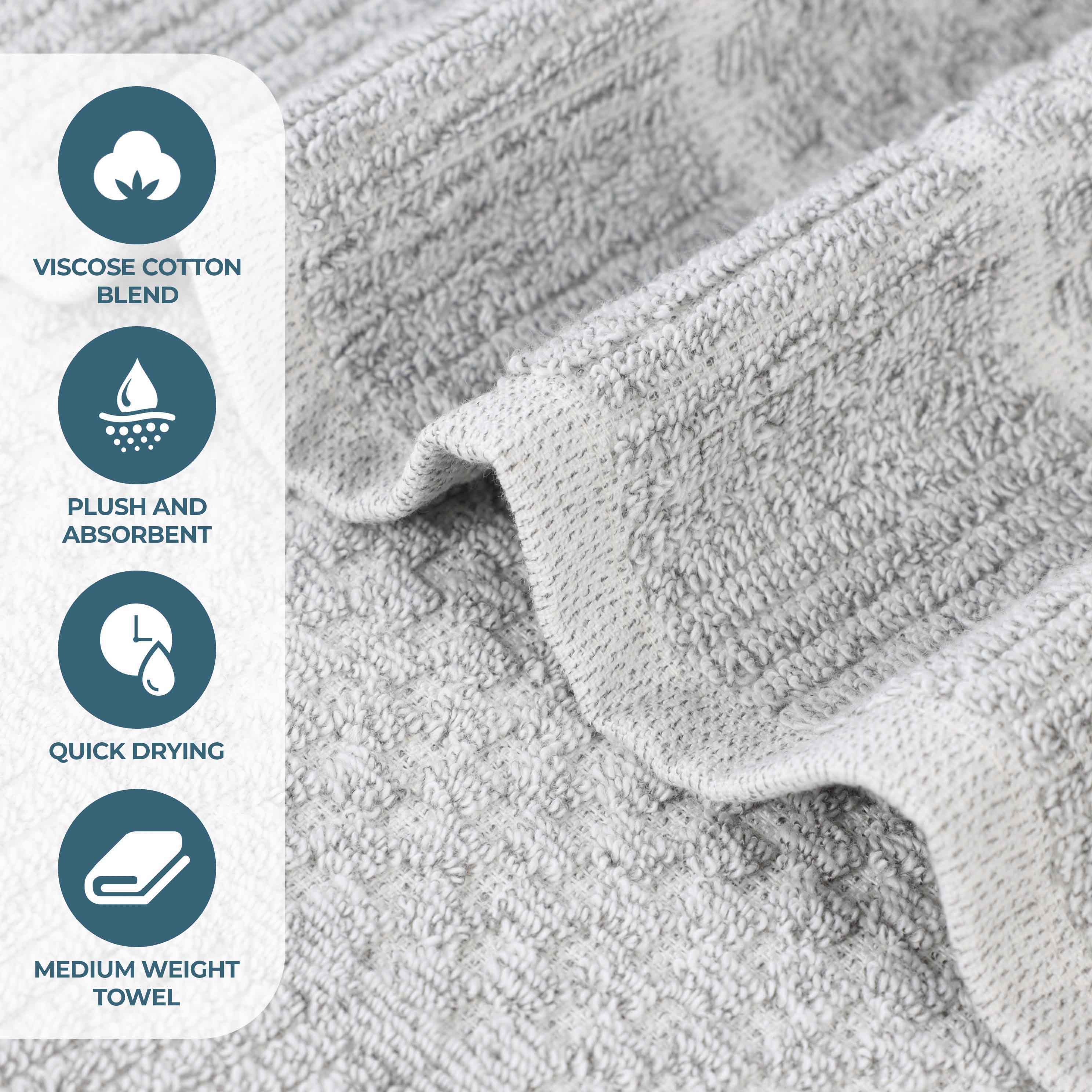 Naples Cotton Blend Checkered and Ribbed Face Towels, Set of 12 - Omnigoodsstore