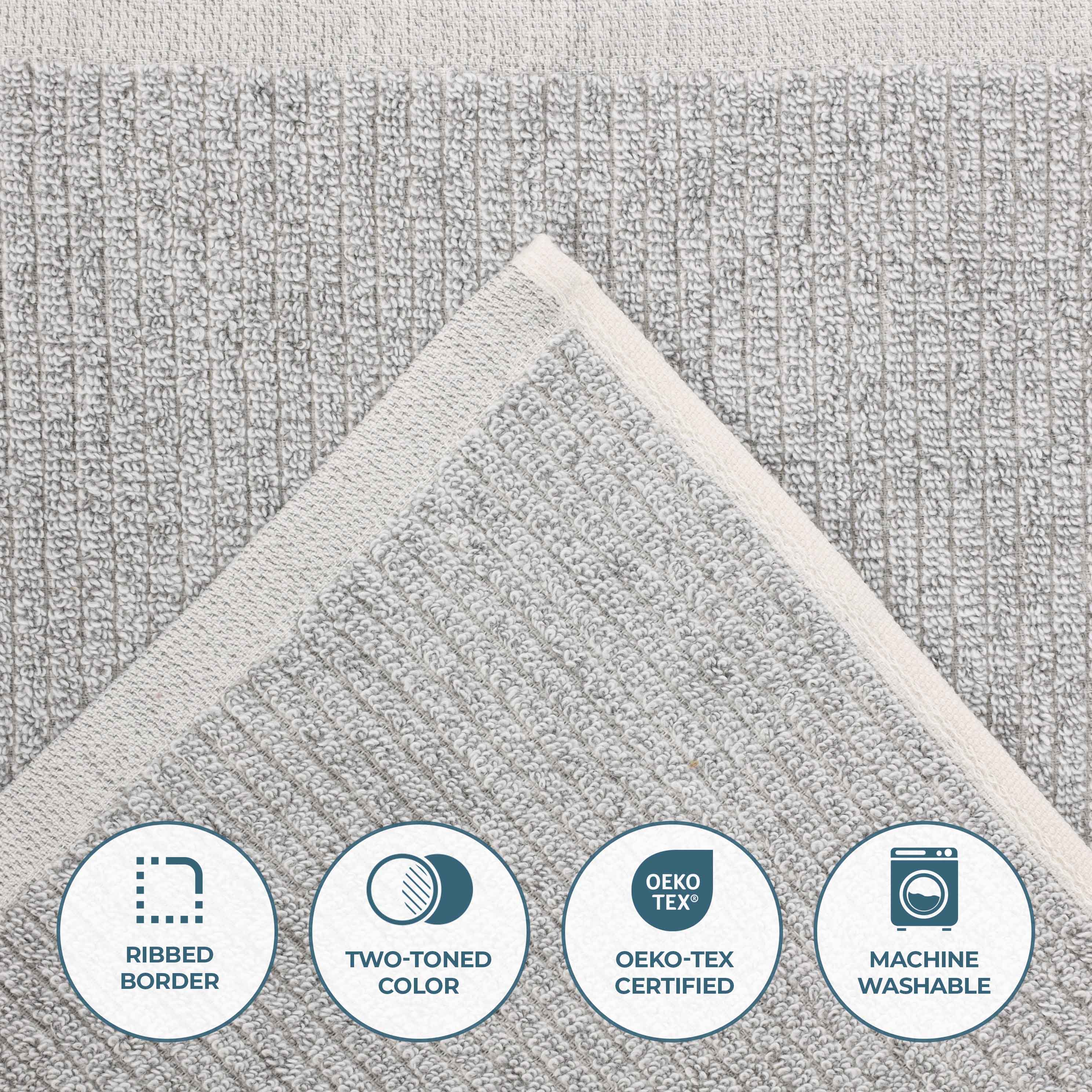 Destin Cotton Blend Solid Ribbed Face Towels Washcloths, Set of 12 - Omnigoodsstore