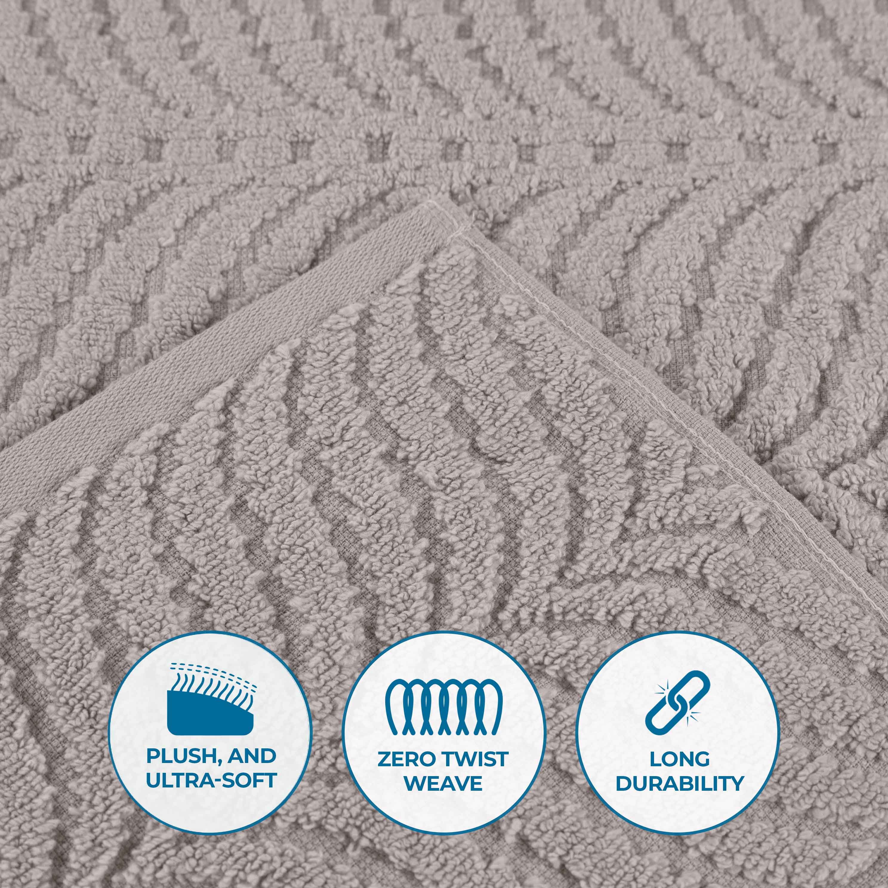 Zero Twist Cotton Solid & Jacquard Elegant Chevron Bath Towel Set of 4 - Omnigoodsstore