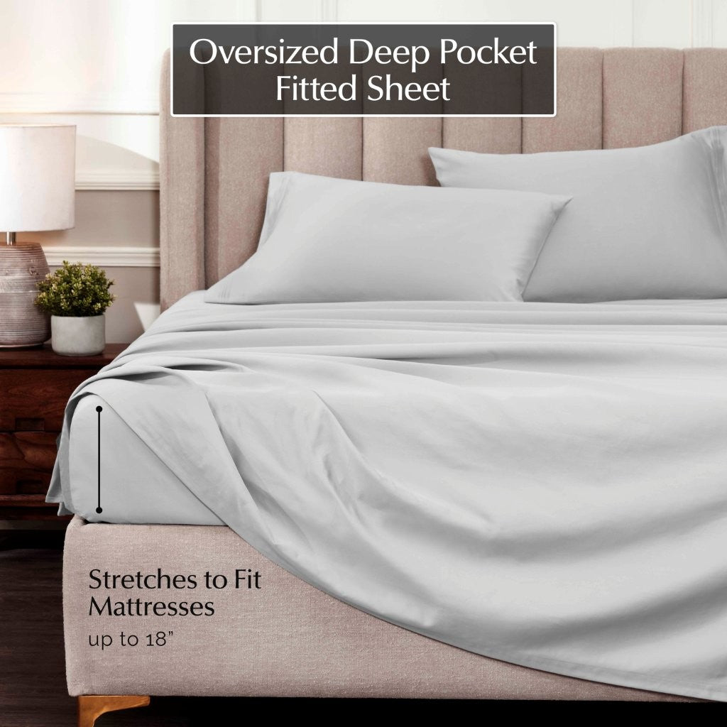 1000 Thread Count Egyptian Cotton Bed Sheet Set Olympic Queen - Omnigoodsstore