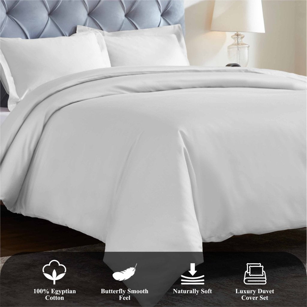 1200 Thread Count Egyptian Solid Cotton Duvet Cover Set - Omnigoodsstore