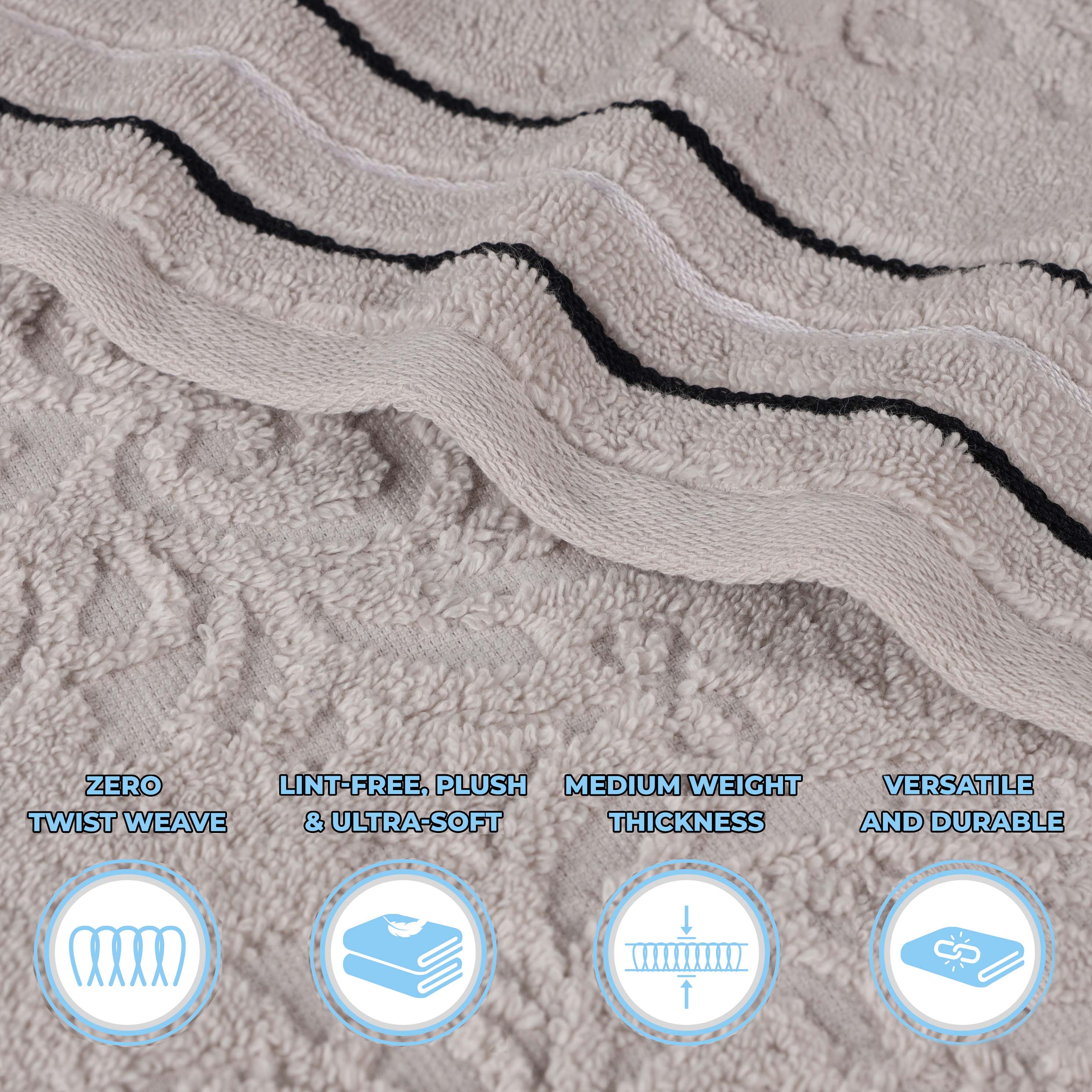 Sadie Zero Twist Cotton Solid and Jacquard Floral Hand Towel Set of 6 - Omnigoodsstore