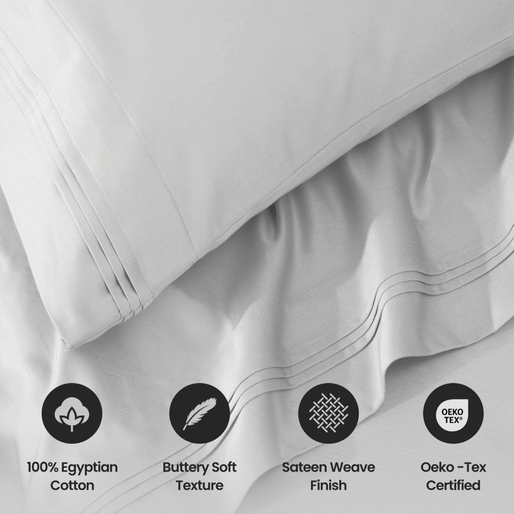 1000 Thread Count Egyptian Cotton Bed Sheet Set Olympic Queen - Omnigoodsstore