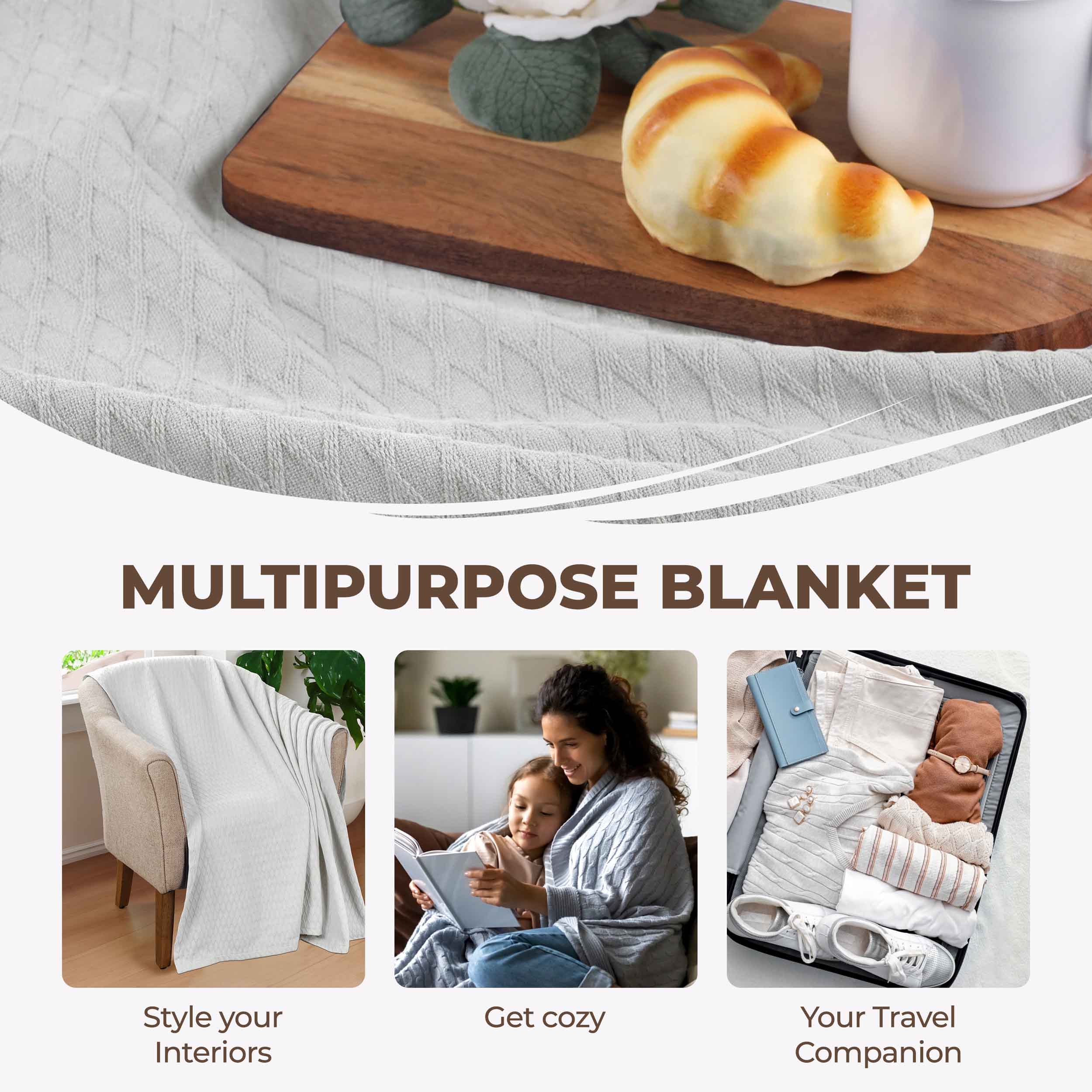 Cotton All Season Diamond Bed Blanket & Sofa Throw - Omnigoodsstore