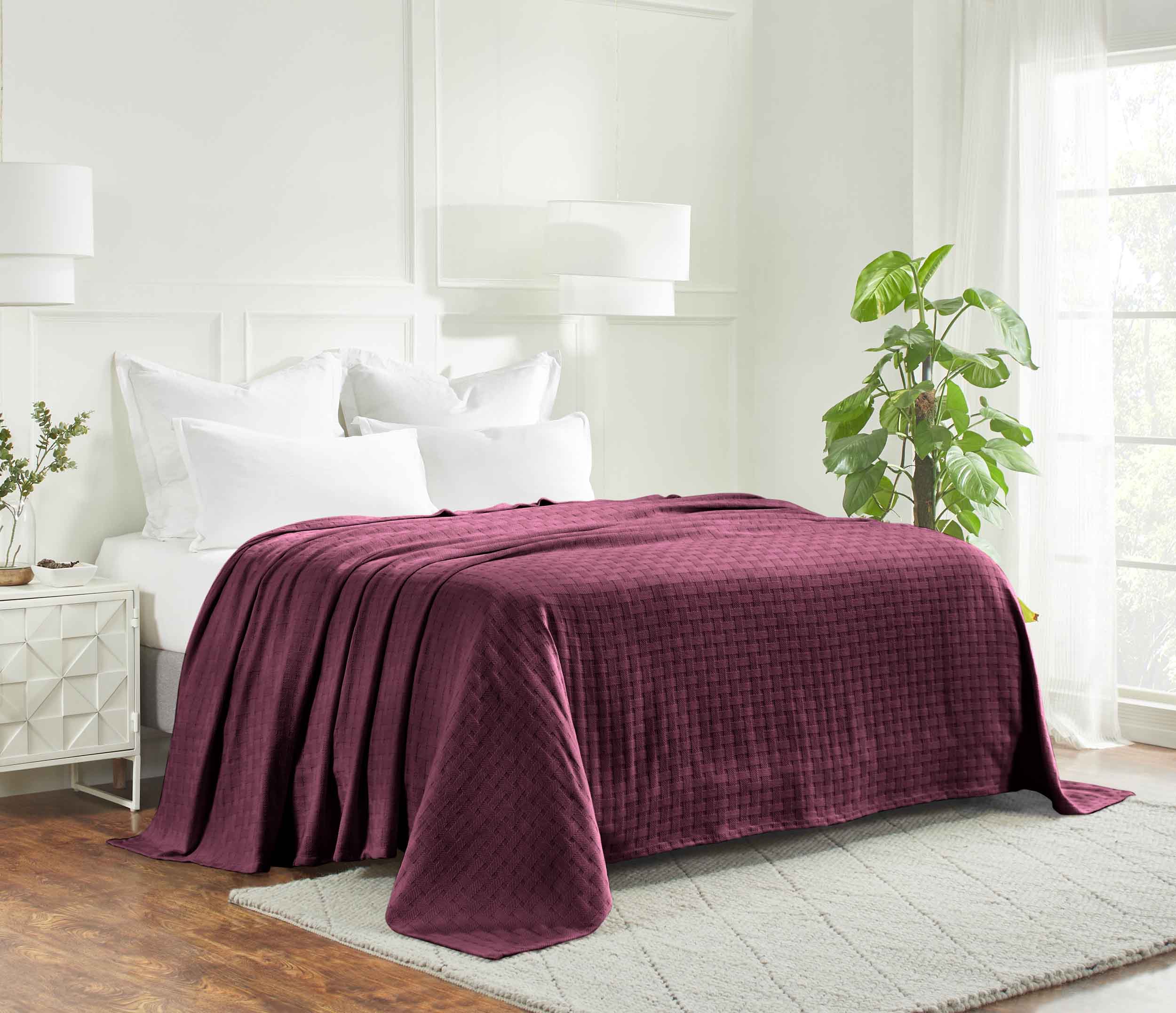 Basketweave All Season Cotton Bed Blanket & Sofa Throw - Omnigoodsstore
