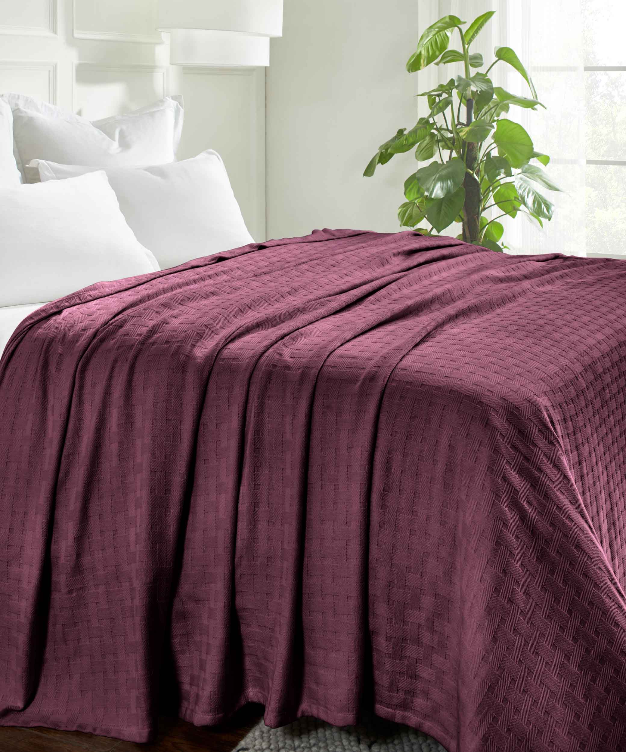 Basketweave All Season Cotton Bed Blanket & Sofa Throw - Omnigoodsstore