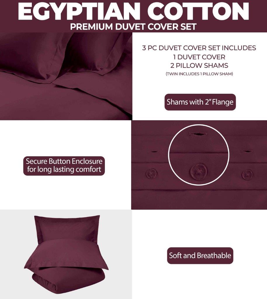 Egyptian Cotton 400 Thread Count Solid Duvet Cover Set - Omnigoodsstore