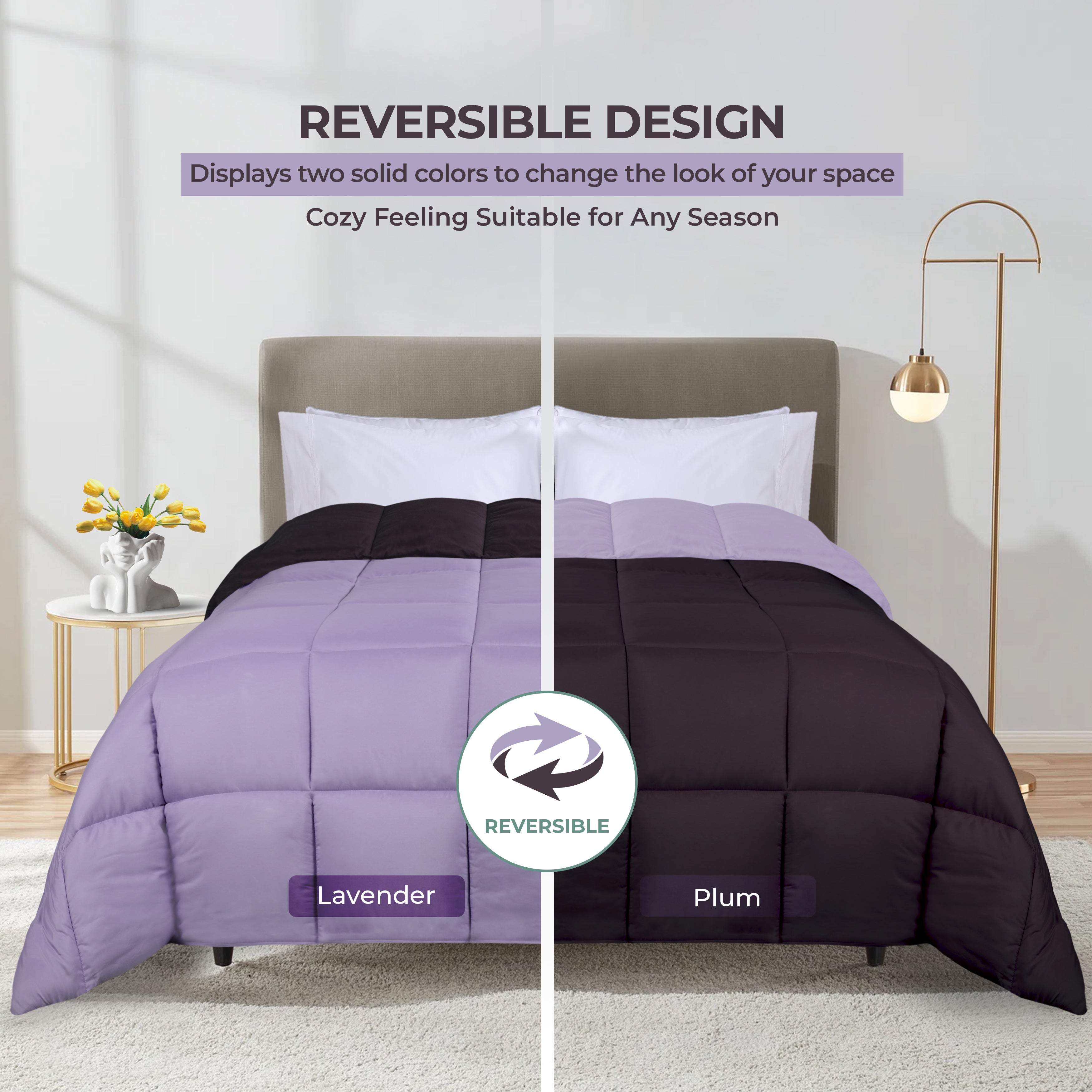 Brushed Microfiber Reversible Comforter - Omnigoodsstore