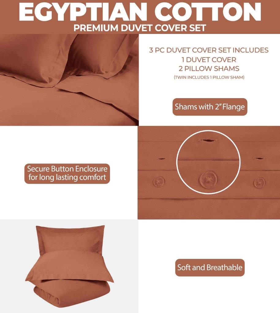 Egyptian Cotton 300 Thread Count Solid Duvet Cover Set - Omnigoodsstore