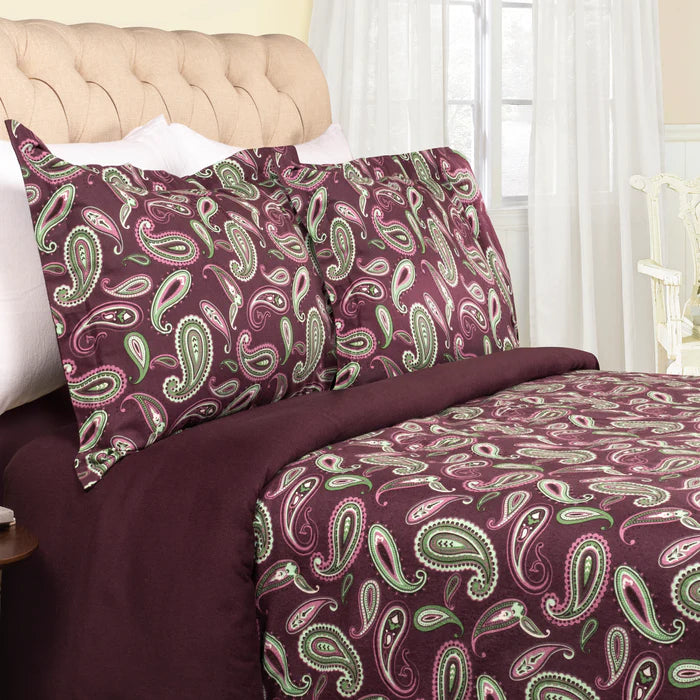 Flannel Reversible Trellis Duvet Cover and Pillow Sham Set - Omnigoodsstore
