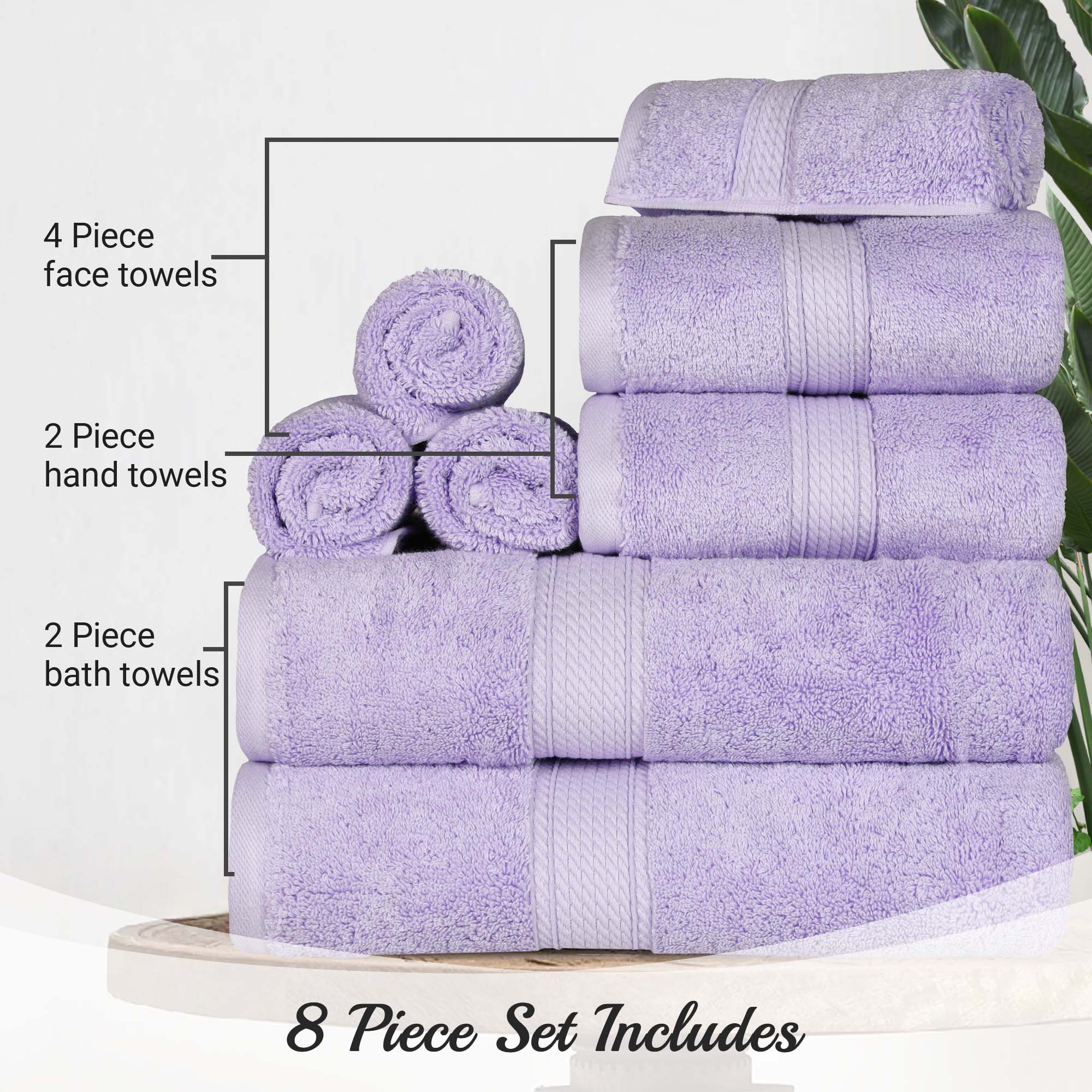 Egyptian Cotton Pile Plush Heavyweight Luxury Soft 8-Piece Towel Set - Omnigoodsstore
