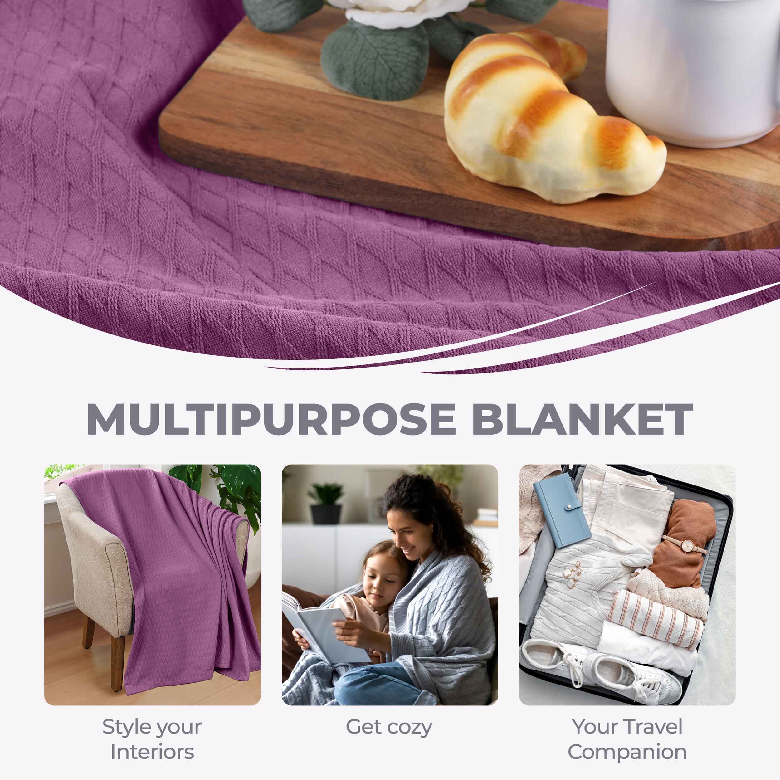 Cotton All Season Diamond Bed Blanket & Sofa Throw - Omnigoodsstore