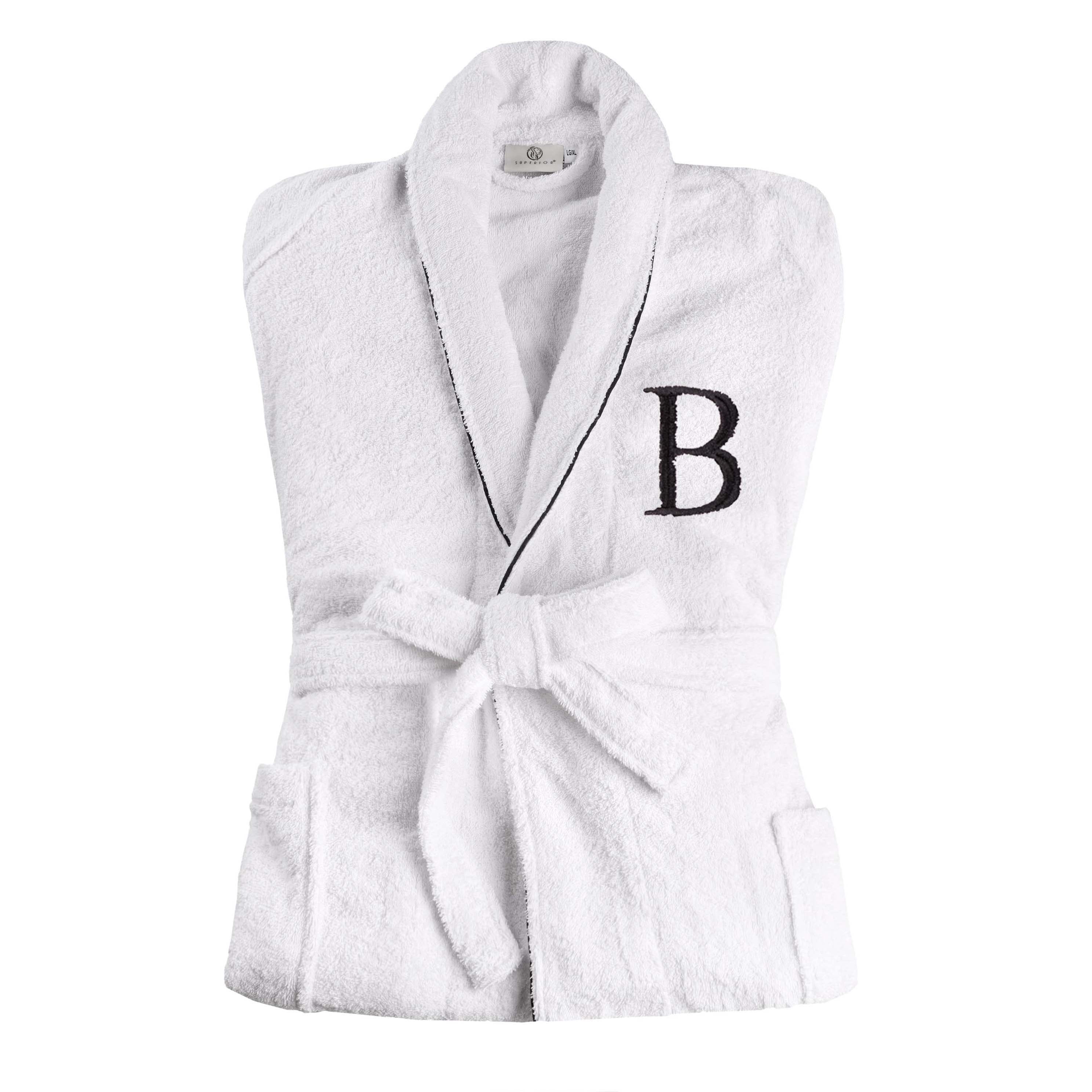 Cotton Adult Unisex White Embroidered Highly Absorbent Fluffy Bathrobe - Omnigoodsstore