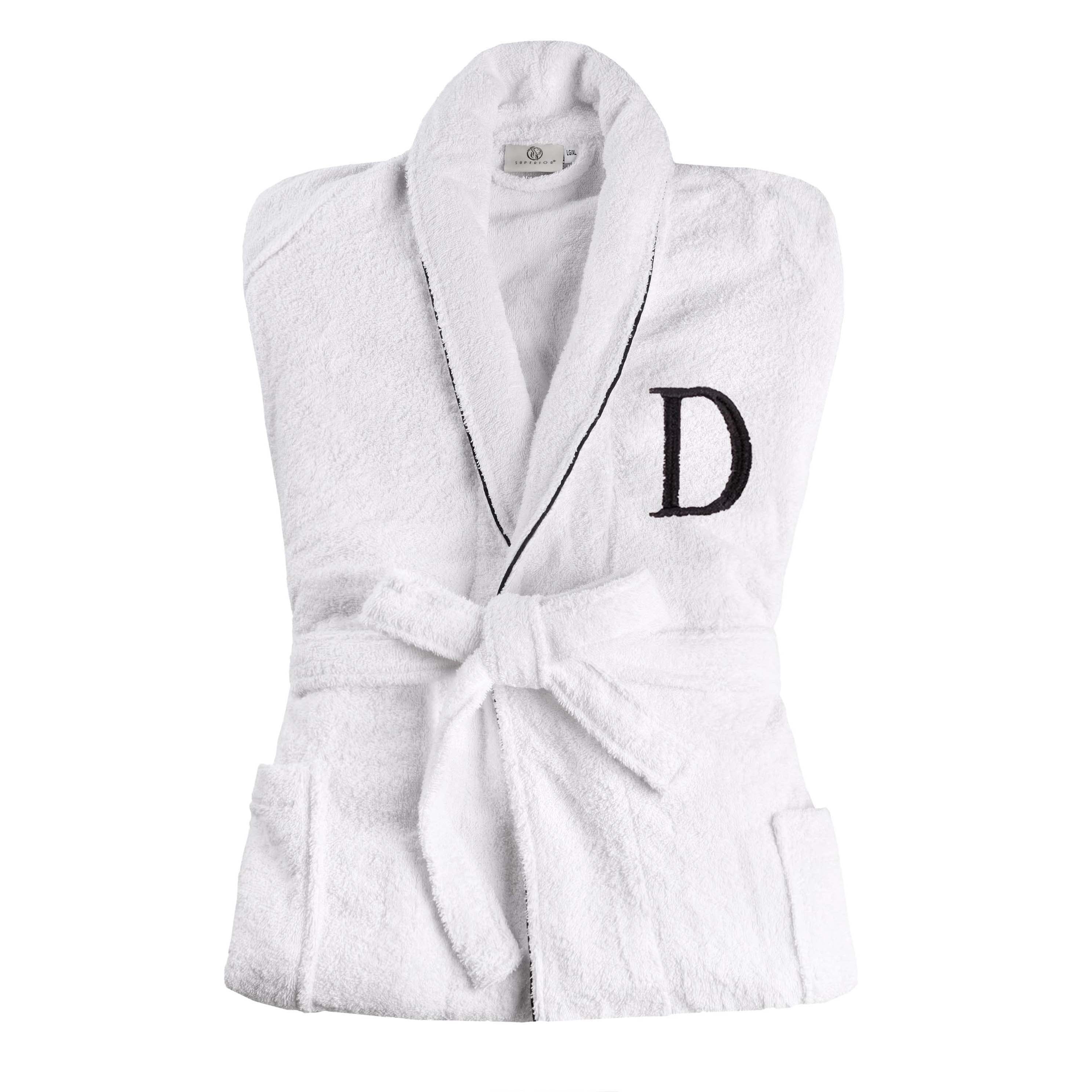 Cotton Adult Unisex White Embroidered Highly Absorbent Fluffy Bathrobe - Omnigoodsstore