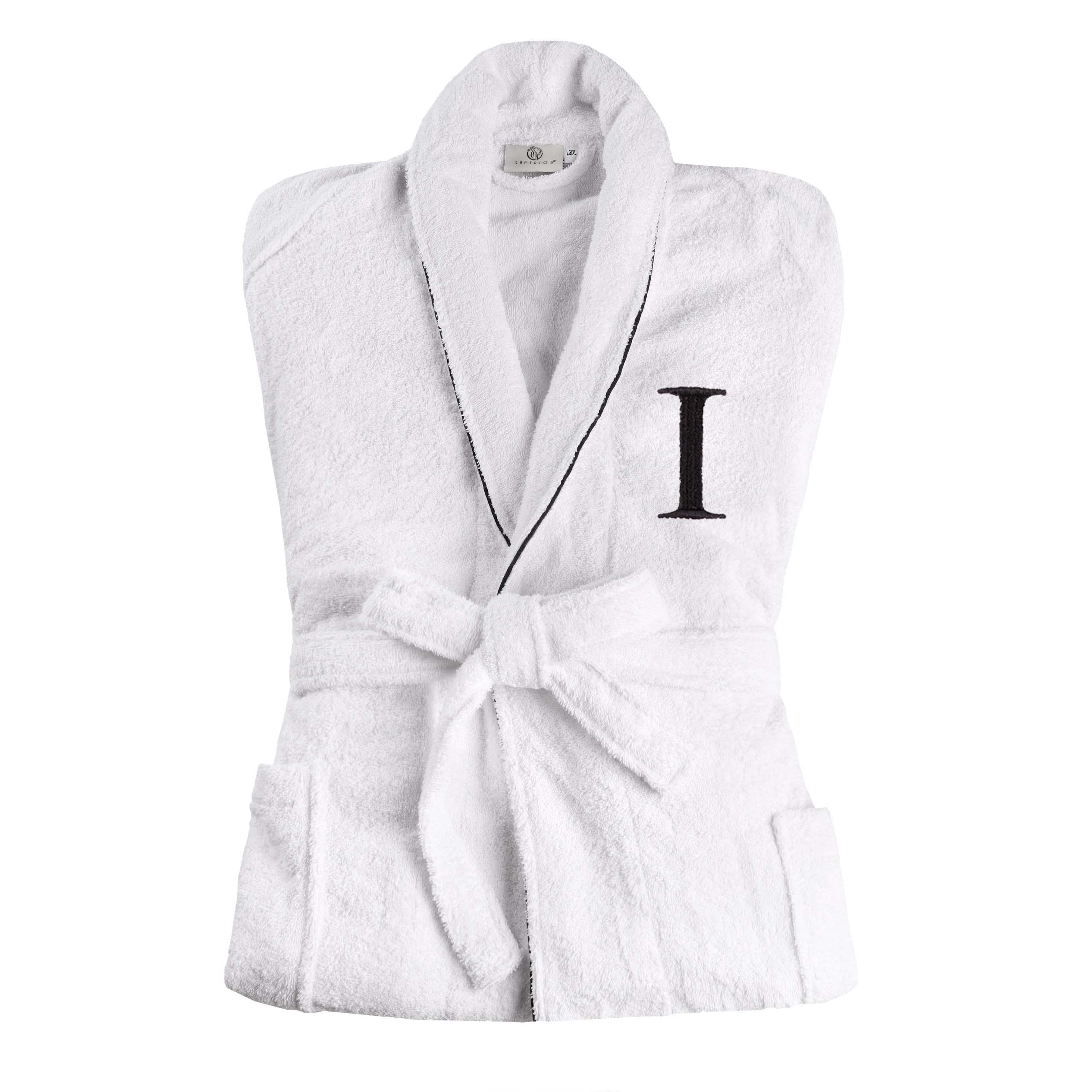 Cotton Adult Unisex White Embroidered Highly Absorbent Fluffy Bathrobe - Omnigoodsstore