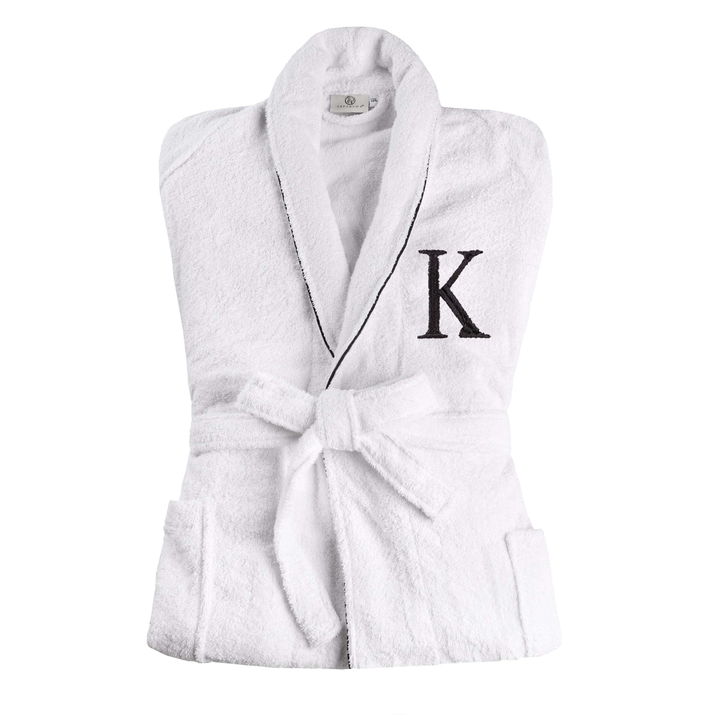 Cotton Adult Unisex White Embroidered Highly Absorbent Fluffy Bathrobe - Omnigoodsstore