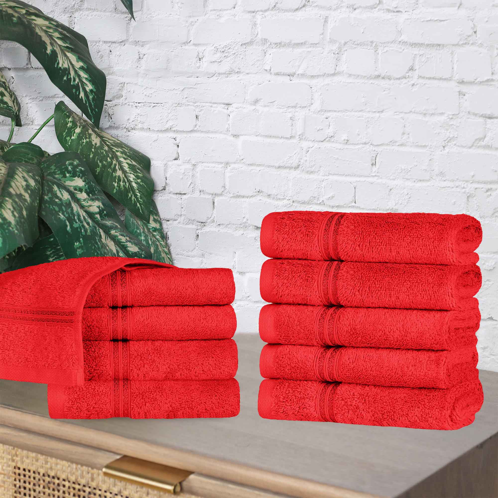 Egyptian Cotton Solid Face Towel Set of 10 - Omnigoodsstore