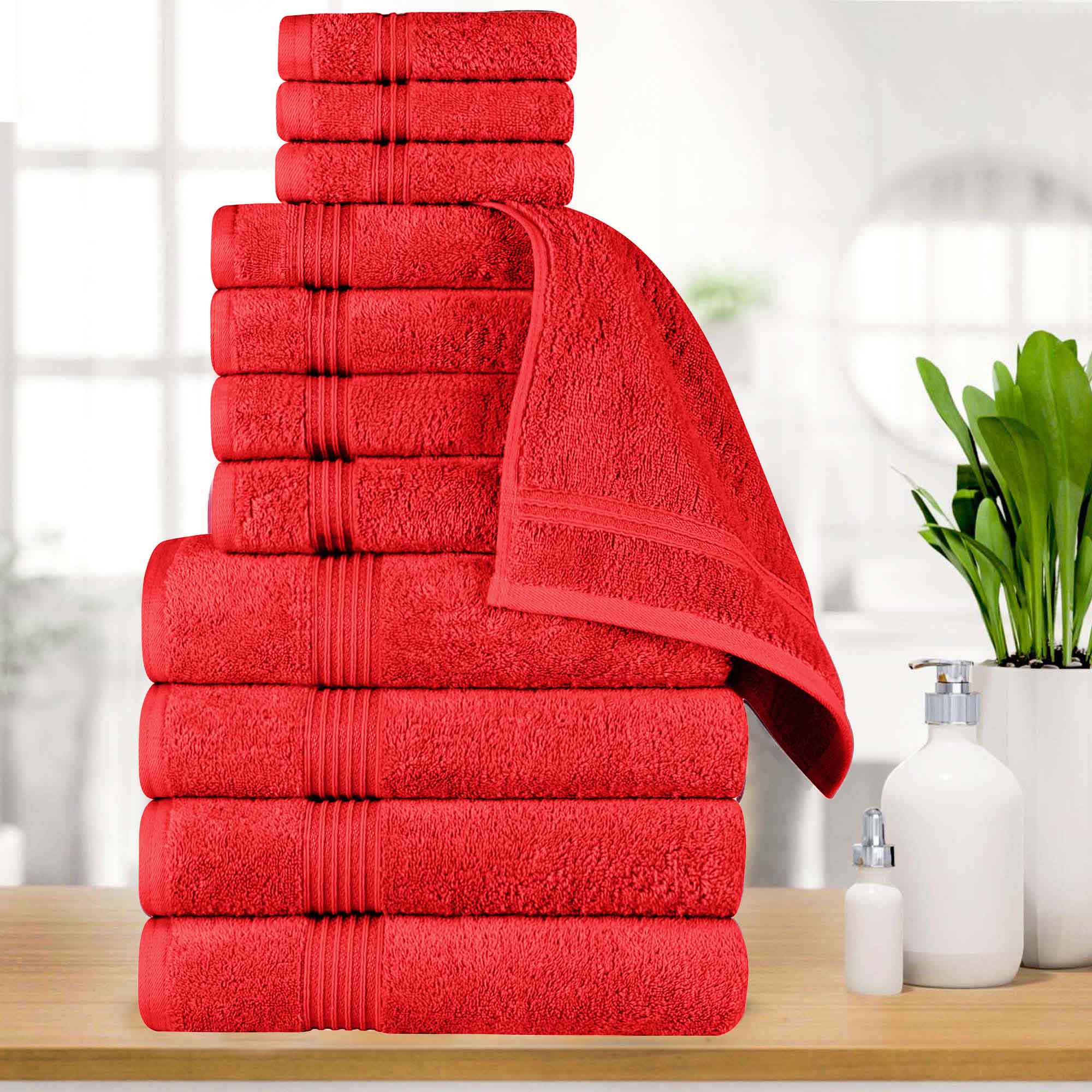 Egyptian Cotton Highly Absorbent Solid 12-Piece Ultra Soft Towel Set - Omnigoodsstore