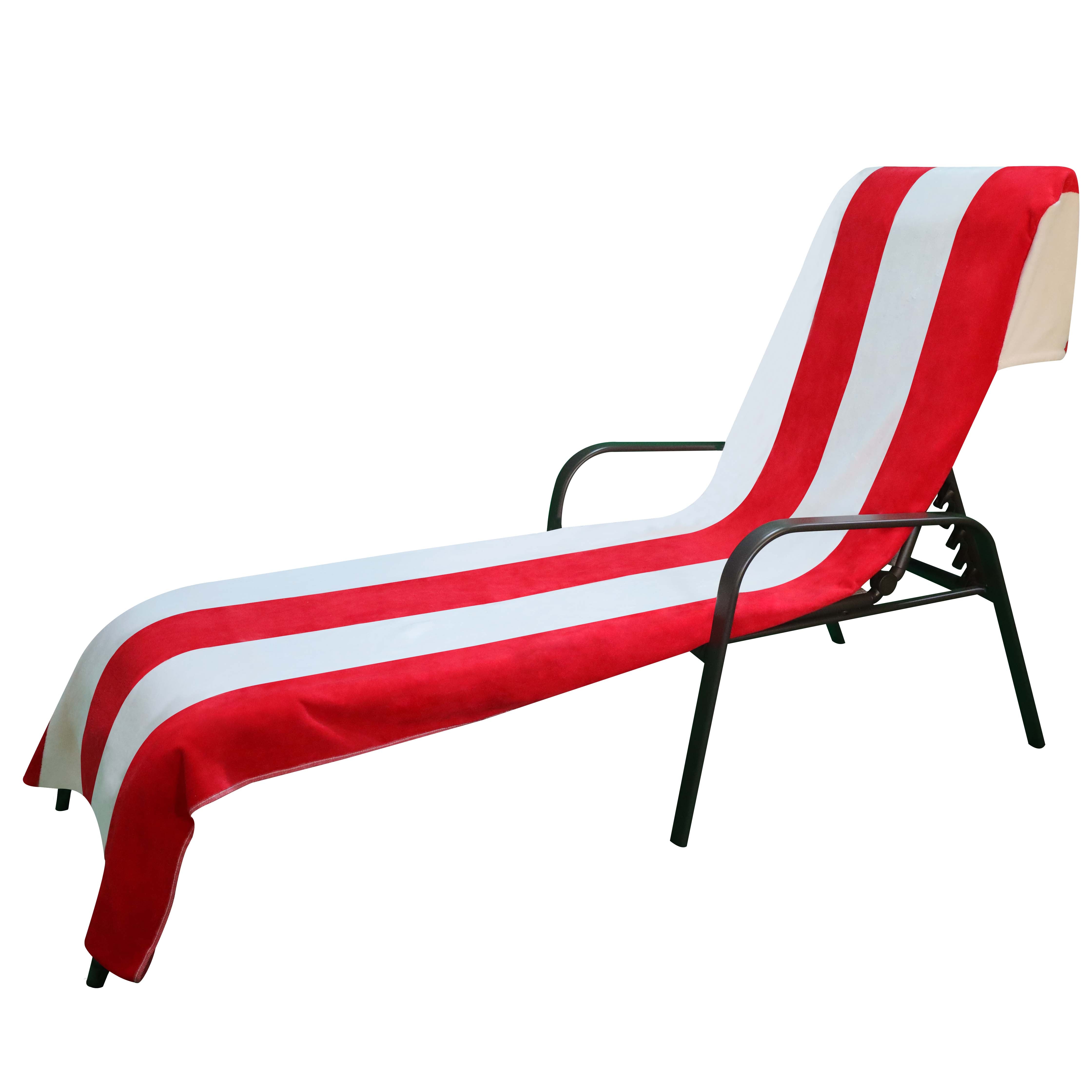 Cotton Standard Size Cabana Stripe Chaise Lounge Chair Cover - Omnigoodsstore