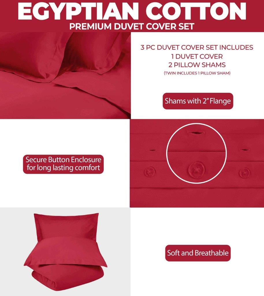 Egyptian Cotton 300 Thread Count Solid Duvet Cover Set - Omnigoodsstore