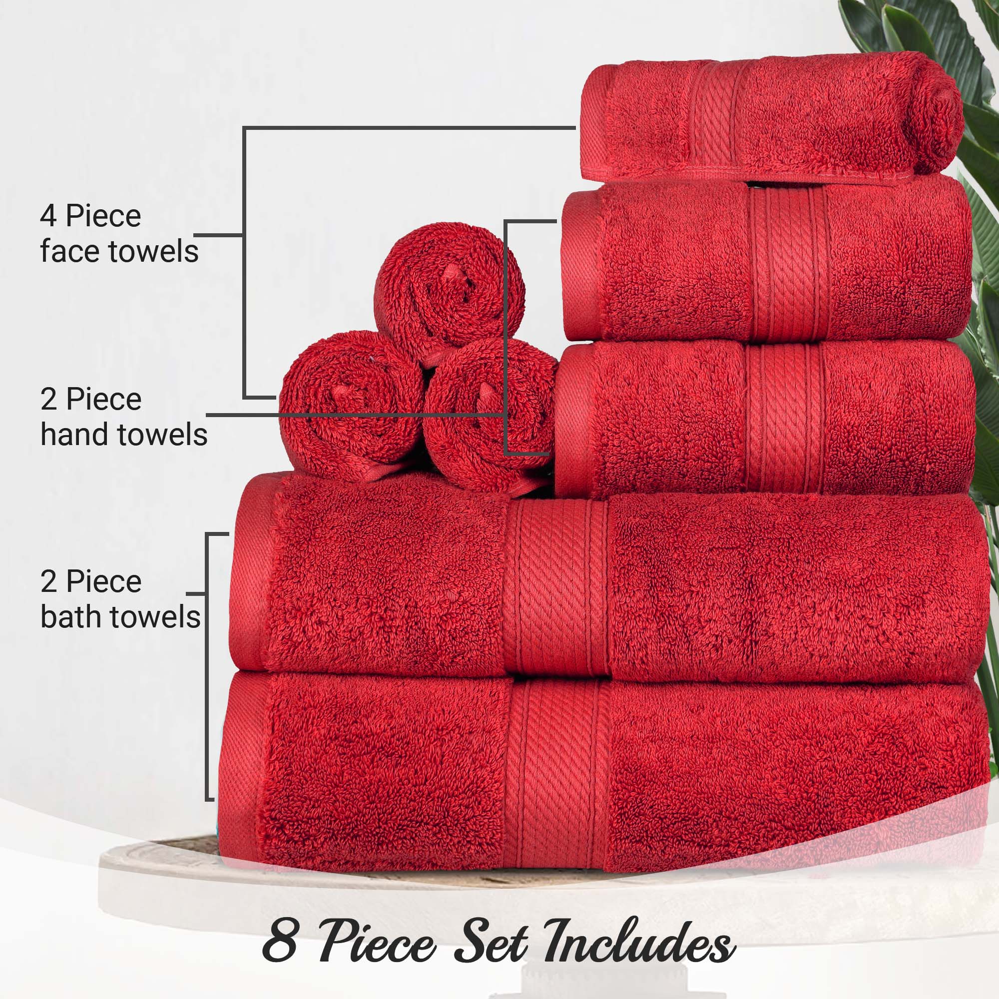 Egyptian Cotton Pile Plush Heavyweight Luxury Soft 8-Piece Towel Set - Omnigoodsstore