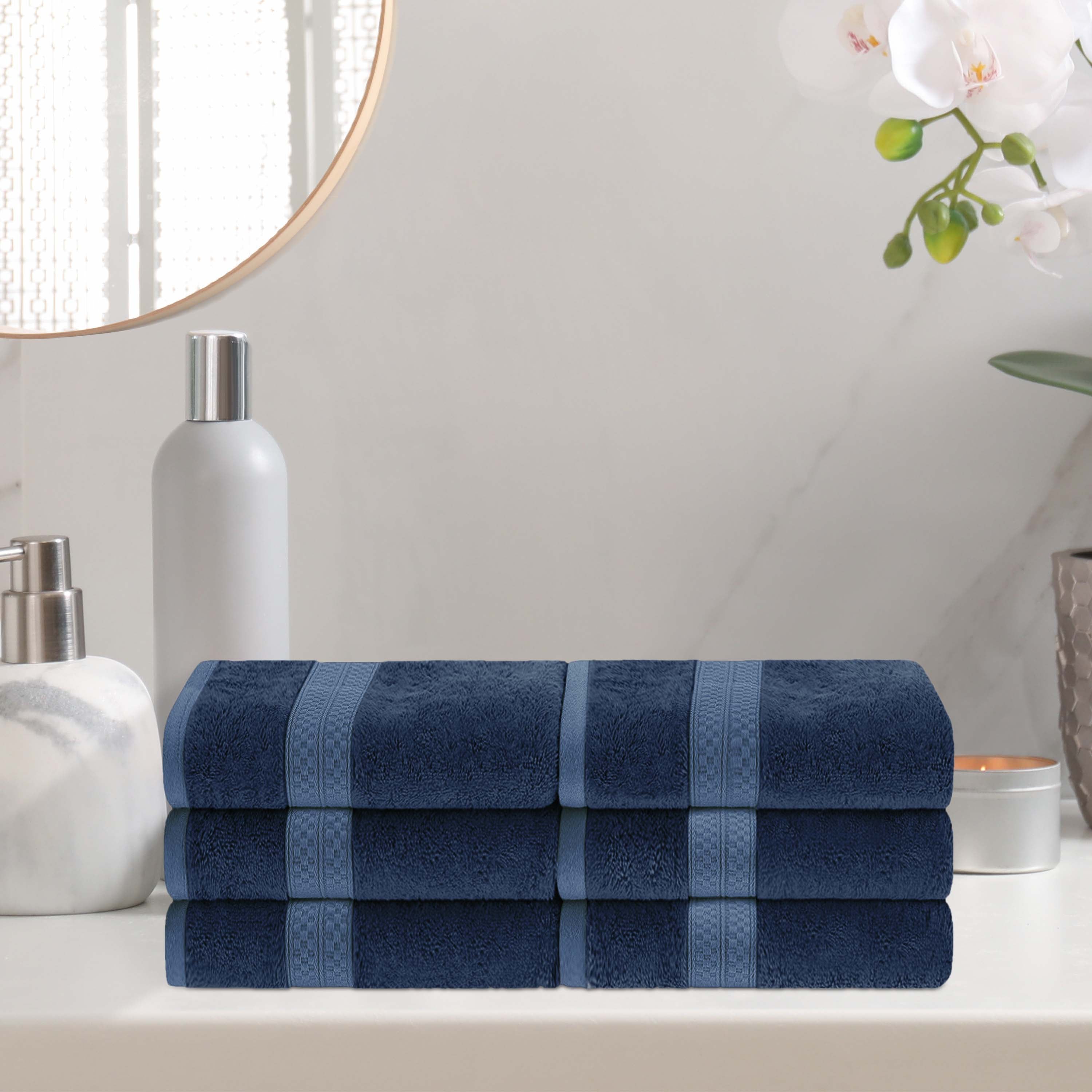 Rayon from Bamboo Blend Solid 6 Piece Hand Towel Set - Omnigoodsstore