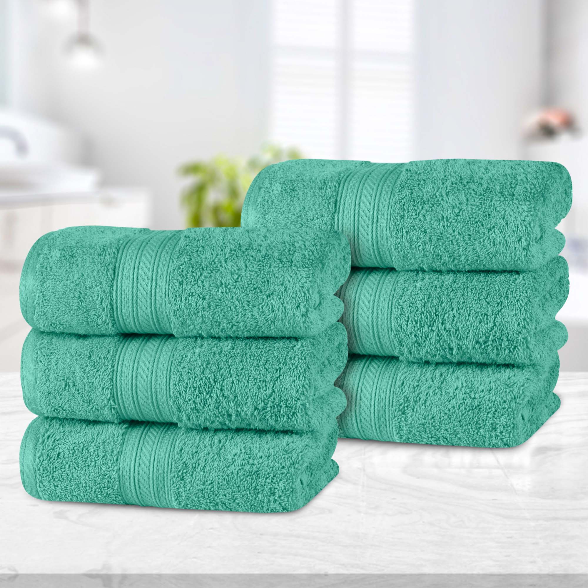 Atlas Cotton Plush Absorbent Heavyweight Luxury Hand Towel Set of 6 - Omnigoodsstore