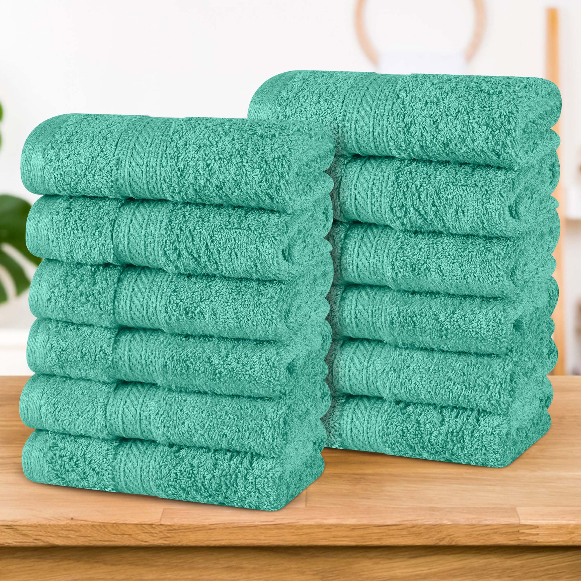 Atlas Cotton Plush Heavyweight Luxury Face Towel Washcloth Set of 12 - Omnigoodsstore