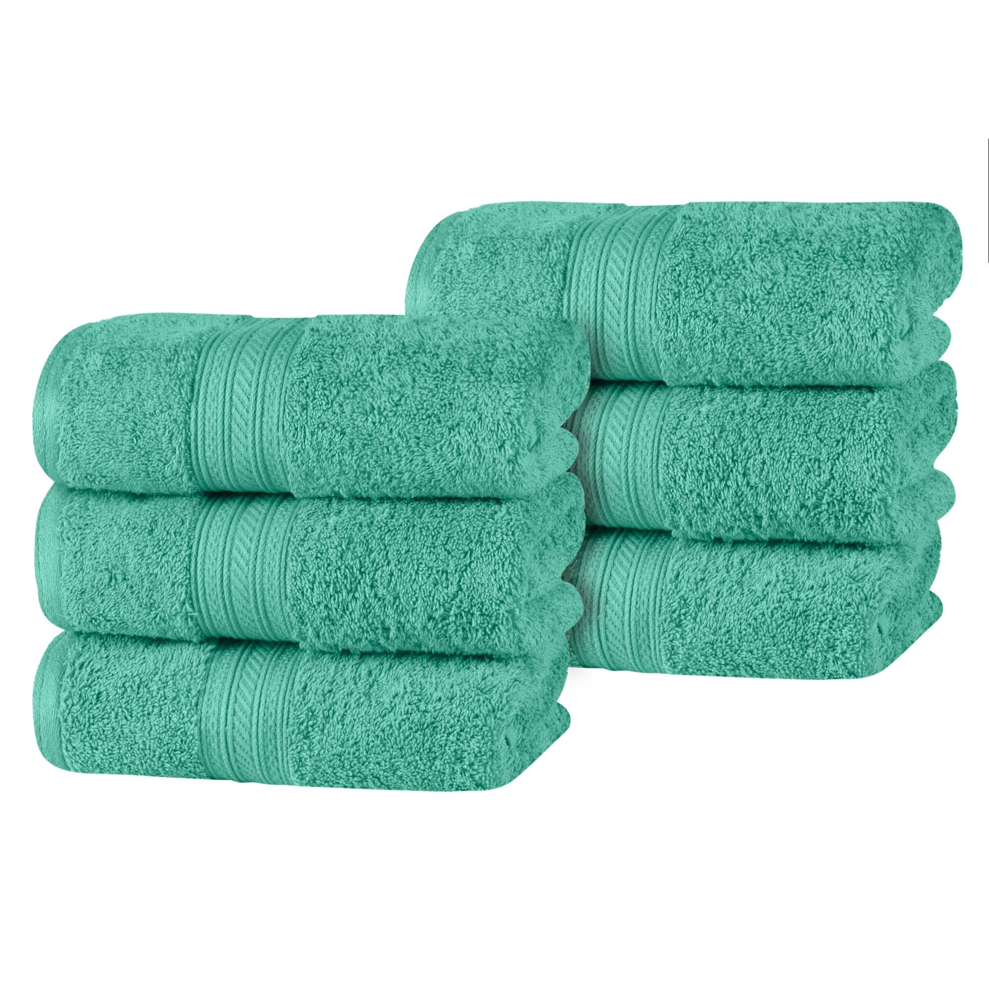 Atlas Cotton Plush Absorbent Heavyweight Luxury Hand Towel Set of 6 - Omnigoodsstore