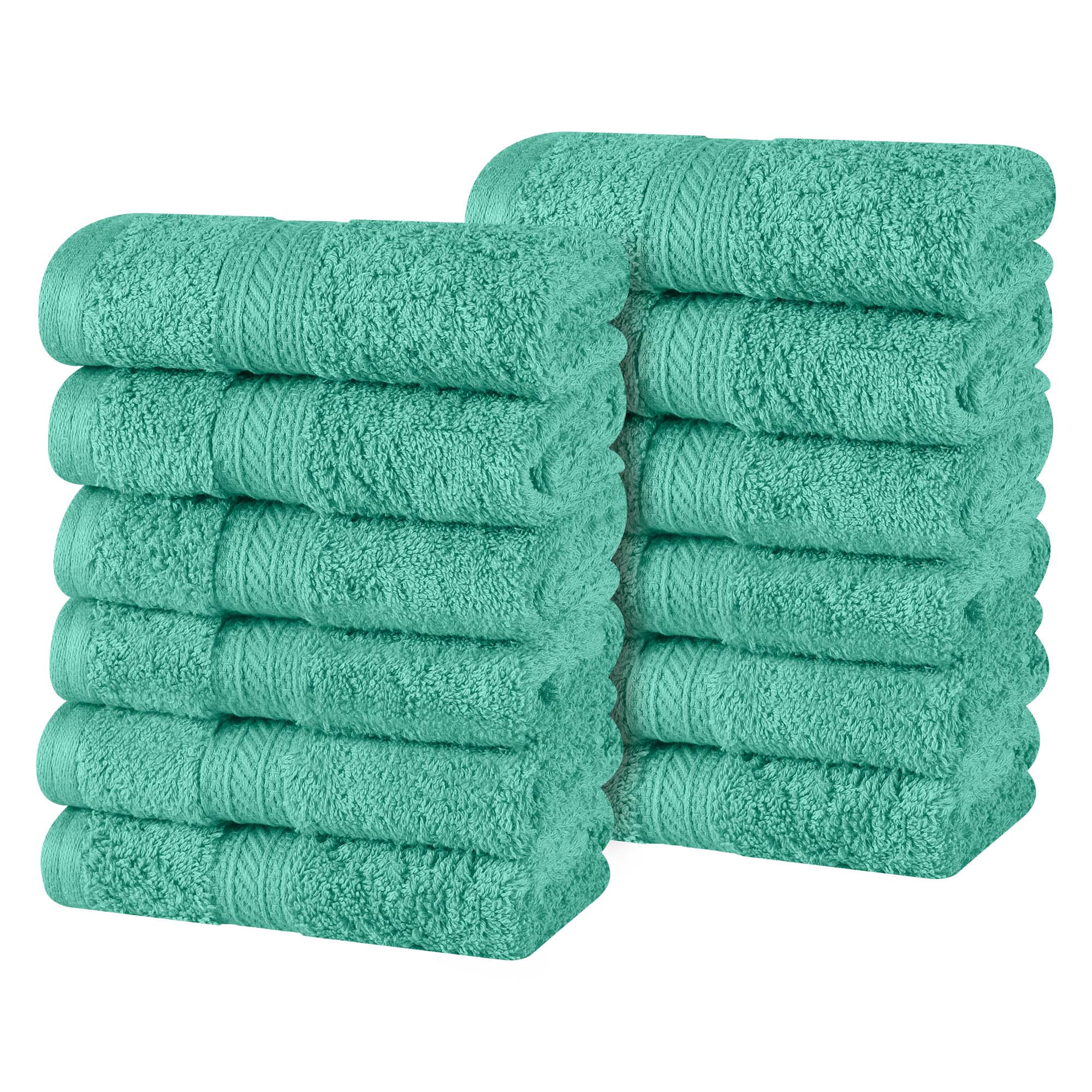 Atlas Cotton Plush Heavyweight Luxury Face Towel Washcloth Set of 12 - Omnigoodsstore
