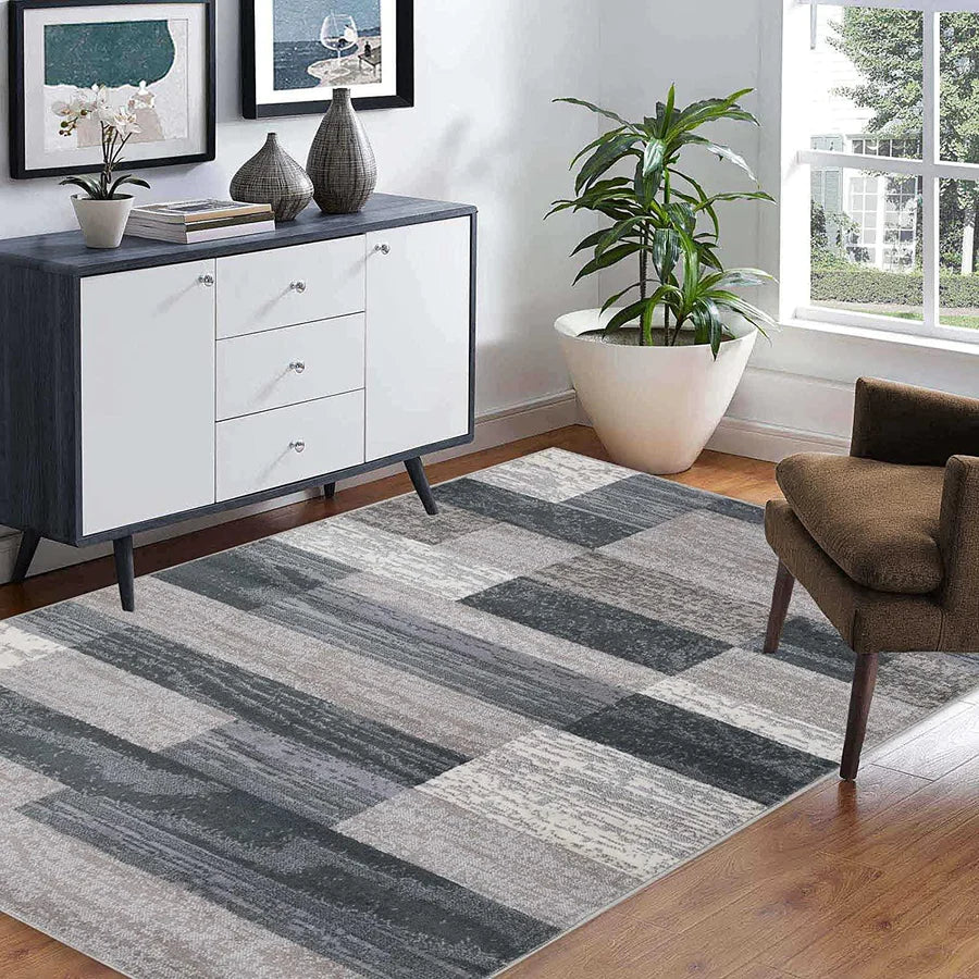 Rockwood Contemporary Geometric Patchwork Indoor Area Rug or Runner - Omnigoodsstore