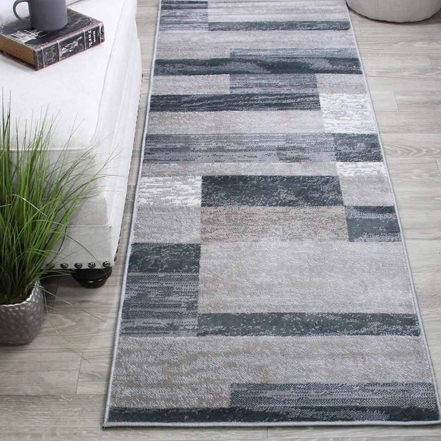 Rockwood Contemporary Geometric Patchwork Indoor Area Rug or Runner - Omnigoodsstore