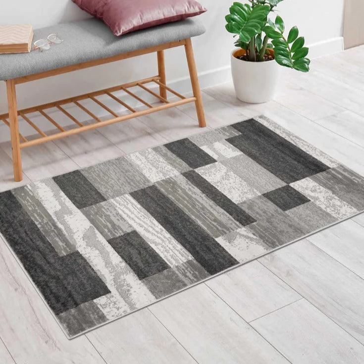 Rockwood Contemporary Geometric Patchwork Indoor Area Rug or Runner - Omnigoodsstore