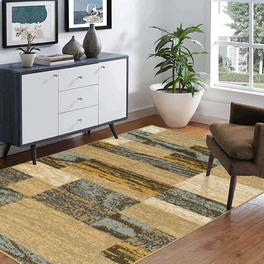 Rockwood Contemporary Geometric Patchwork Indoor Area Rug or Runner - Omnigoodsstore